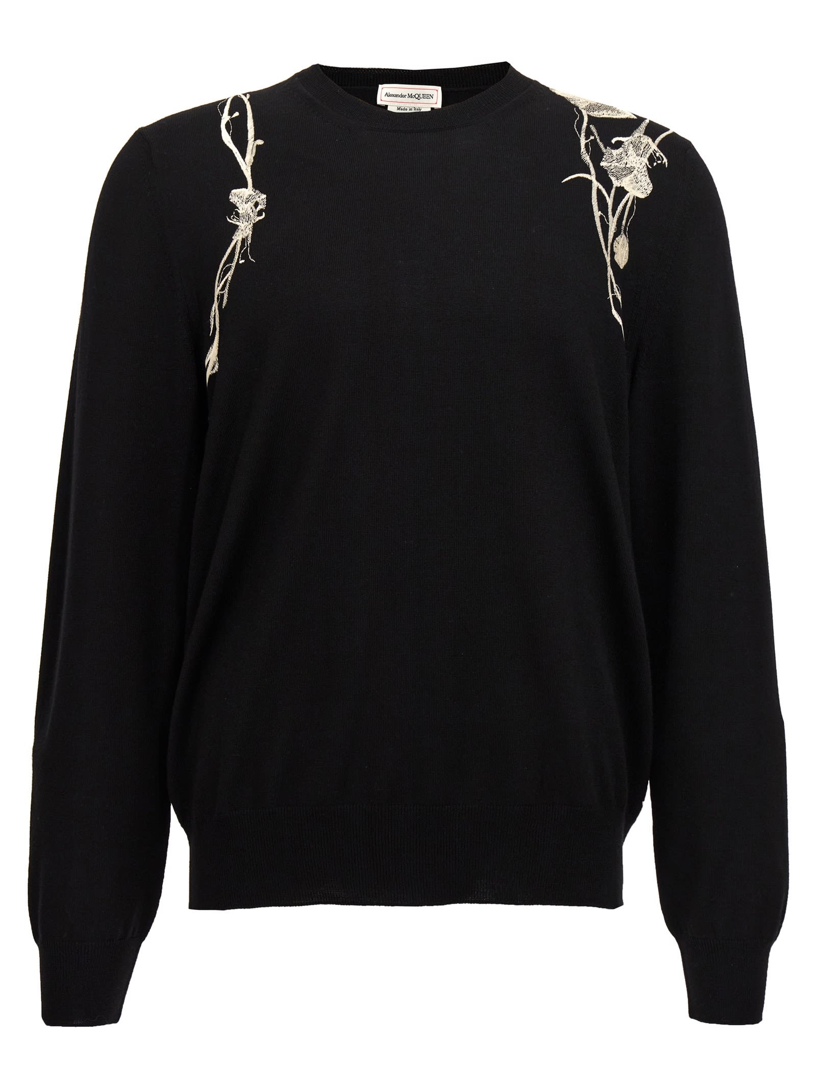 Shop Alexander Mcqueen Embroidery Sweater In White/black