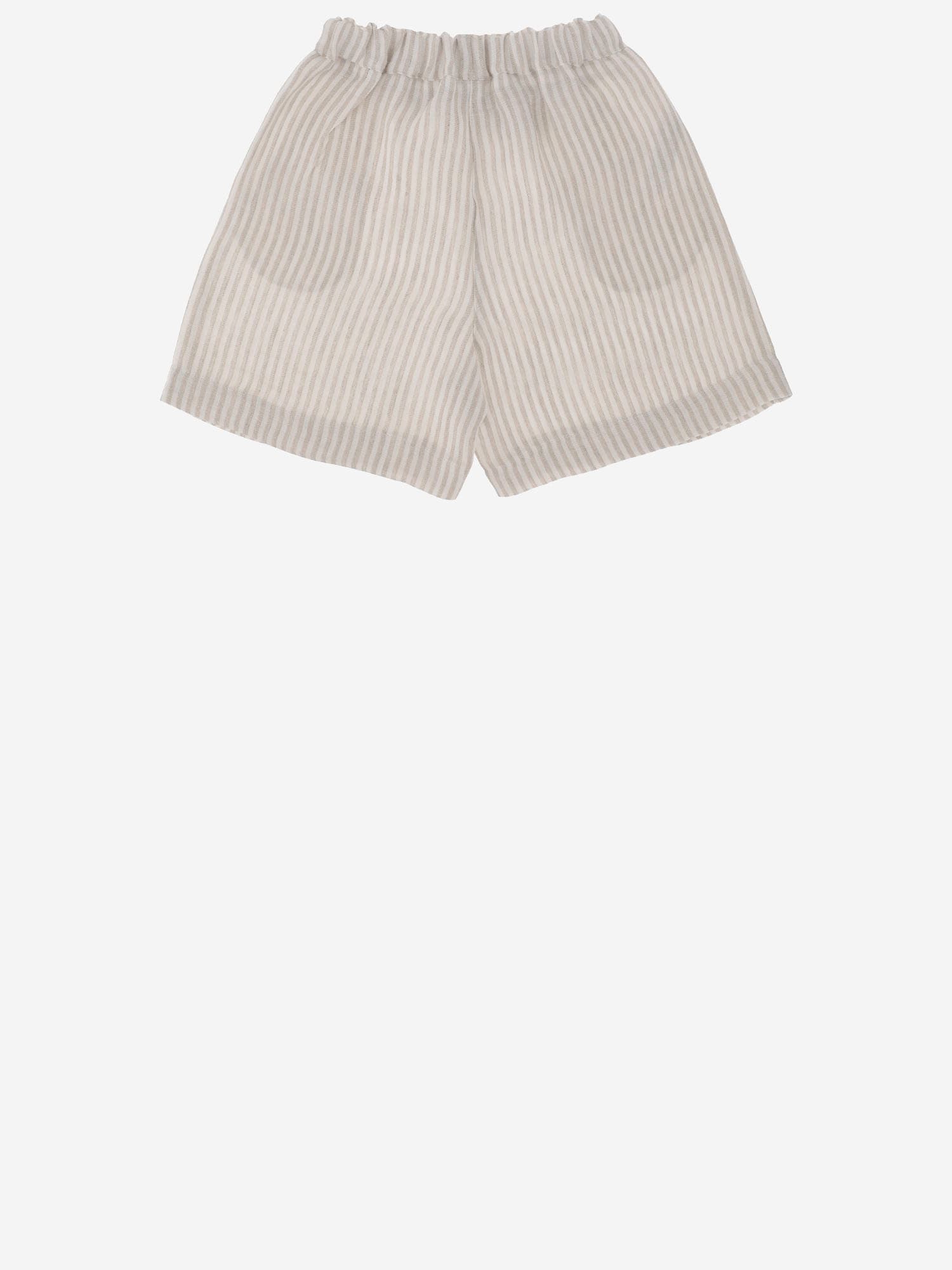 Il Gufo Linen Shorts In Grey