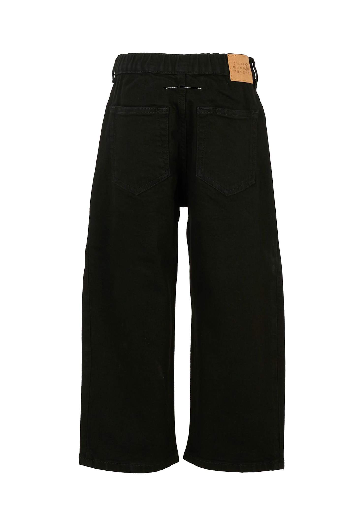 Mm6 Maison Margiela Teen Elasticated-waist Wide-leg Jeans In Black