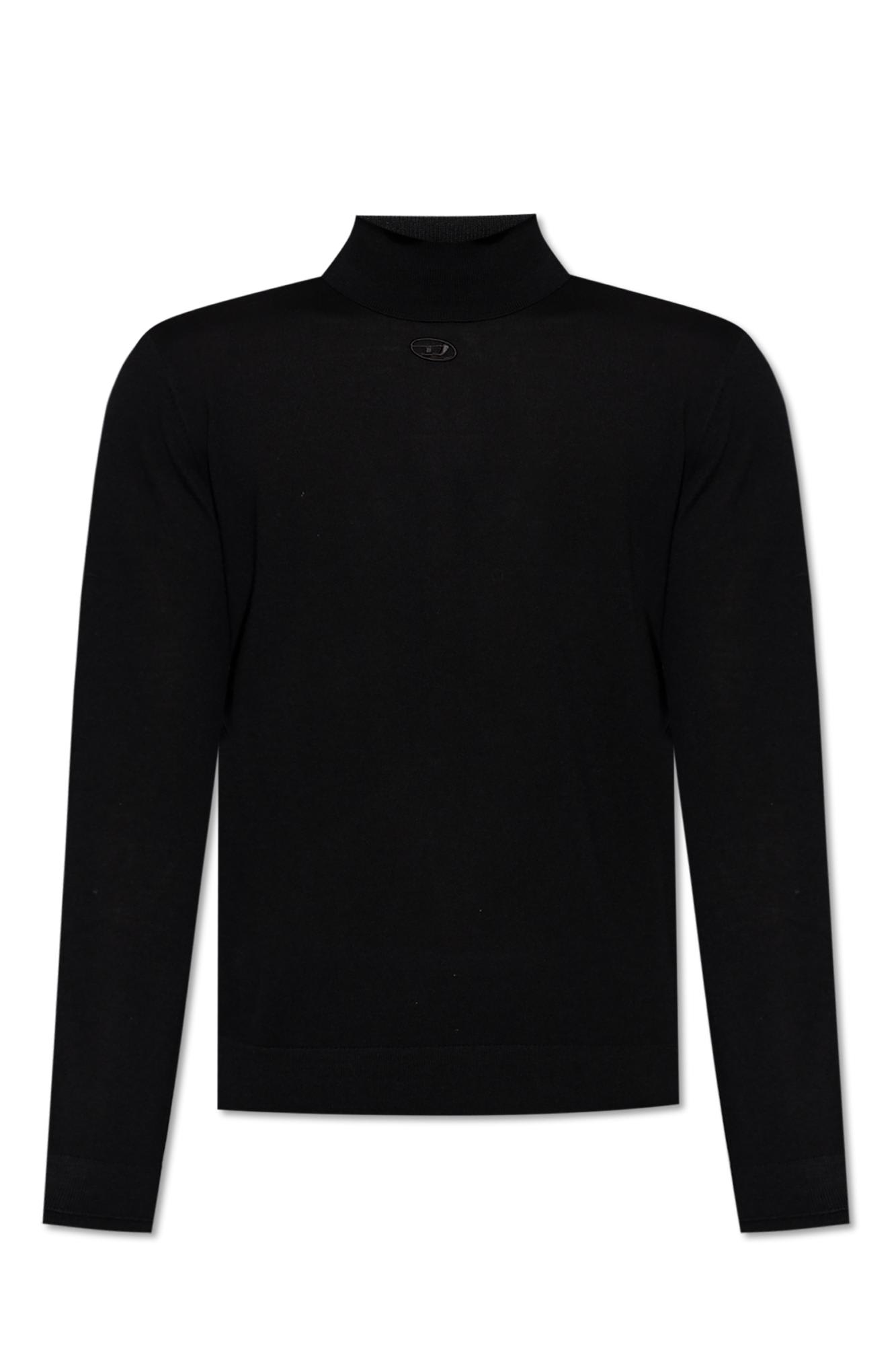 Diesel Black High Neck Sweater With Oval D Logo On The Front In Black