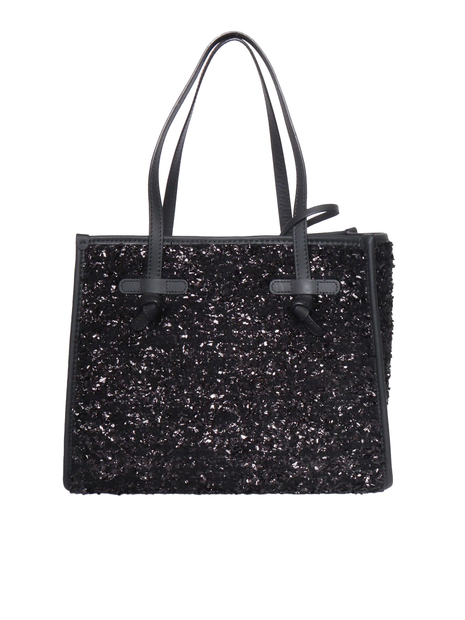 Shop Gianni Chiarini Fabric And Leather Bag In Black