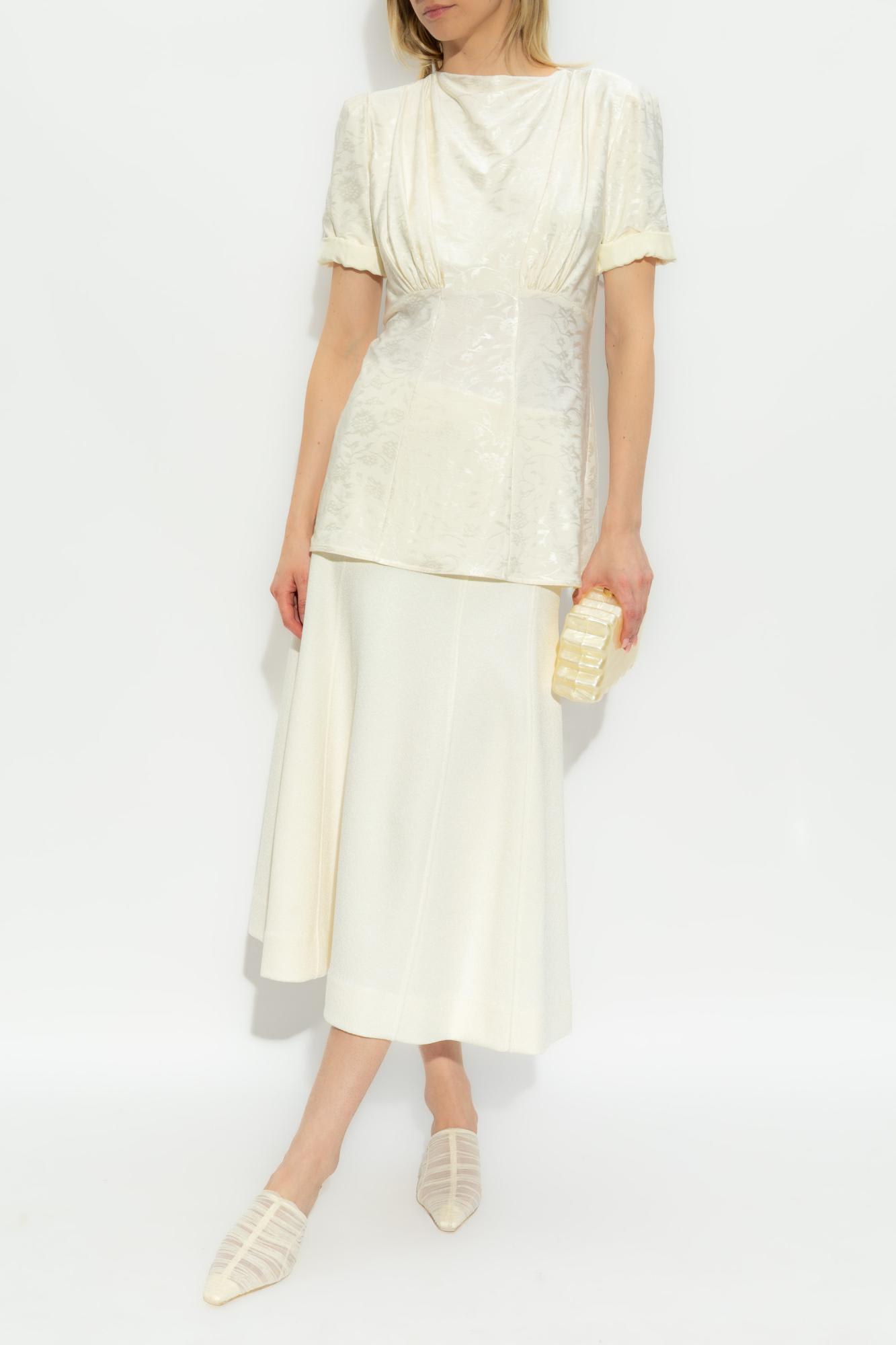 Jil Sander High Waist Flared Midi Skirt In Ivory