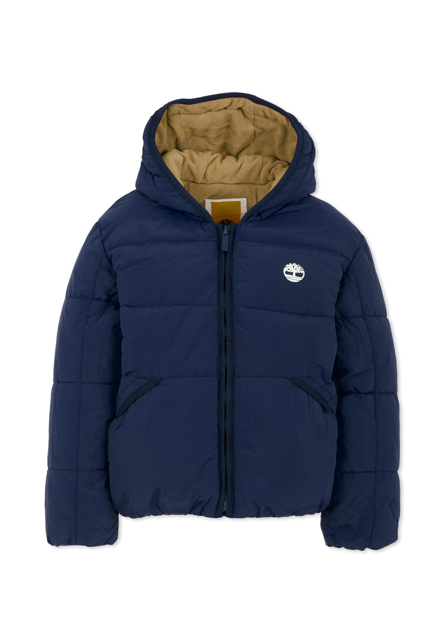 Timberland Blue Down Jacket For Boy With Logo In Blue
