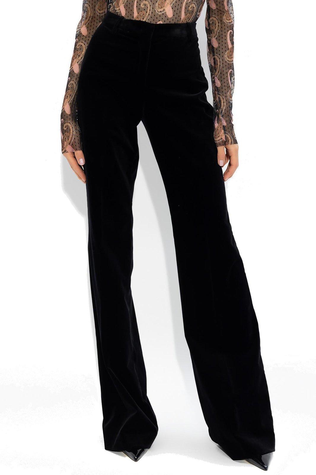 Shop Etro Mid-rise Flared-leg Trousers In Black