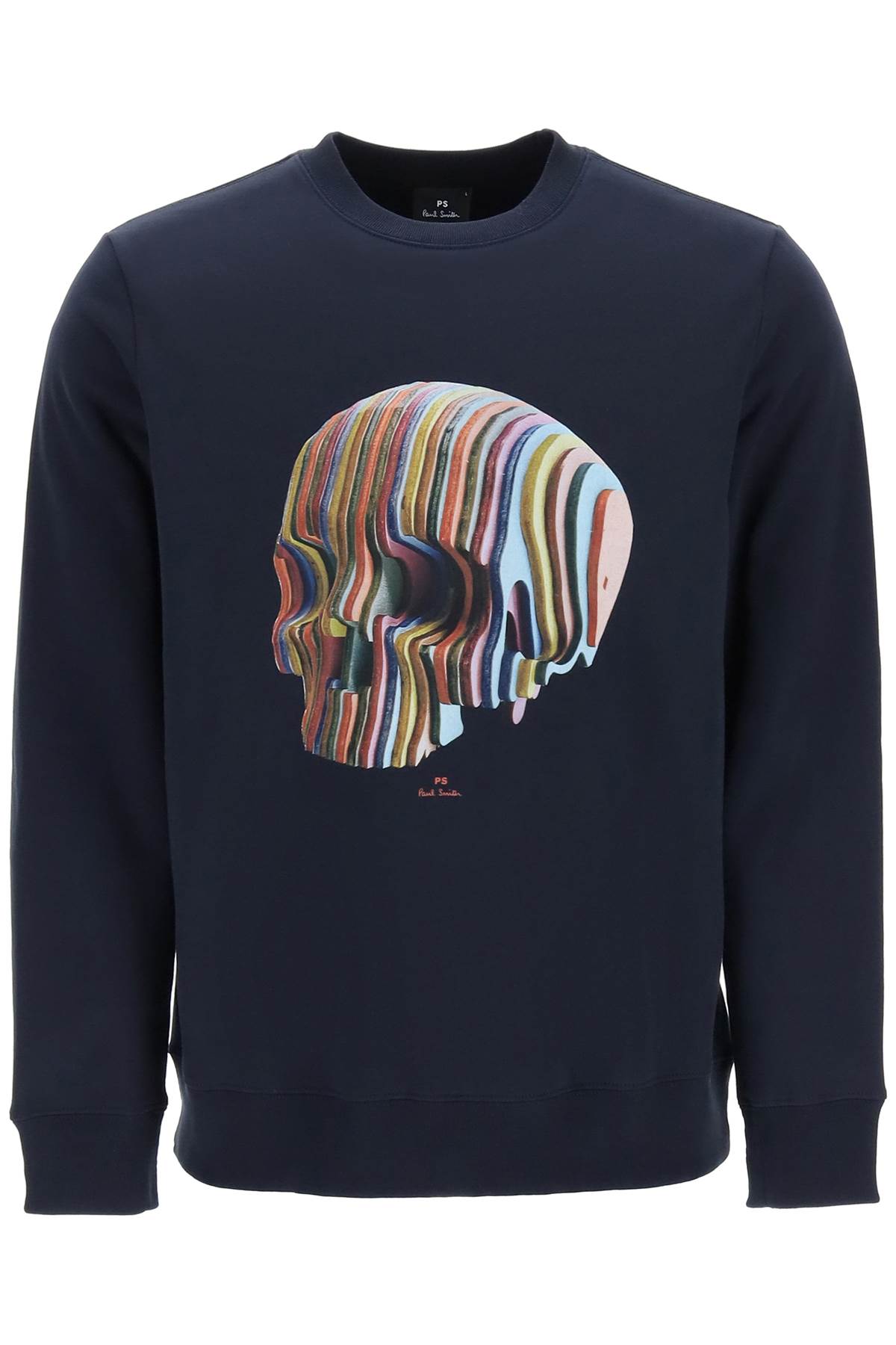 PS by Paul Smith Wooden Stripe Skull Print Sweatshirt In Organic Cotton