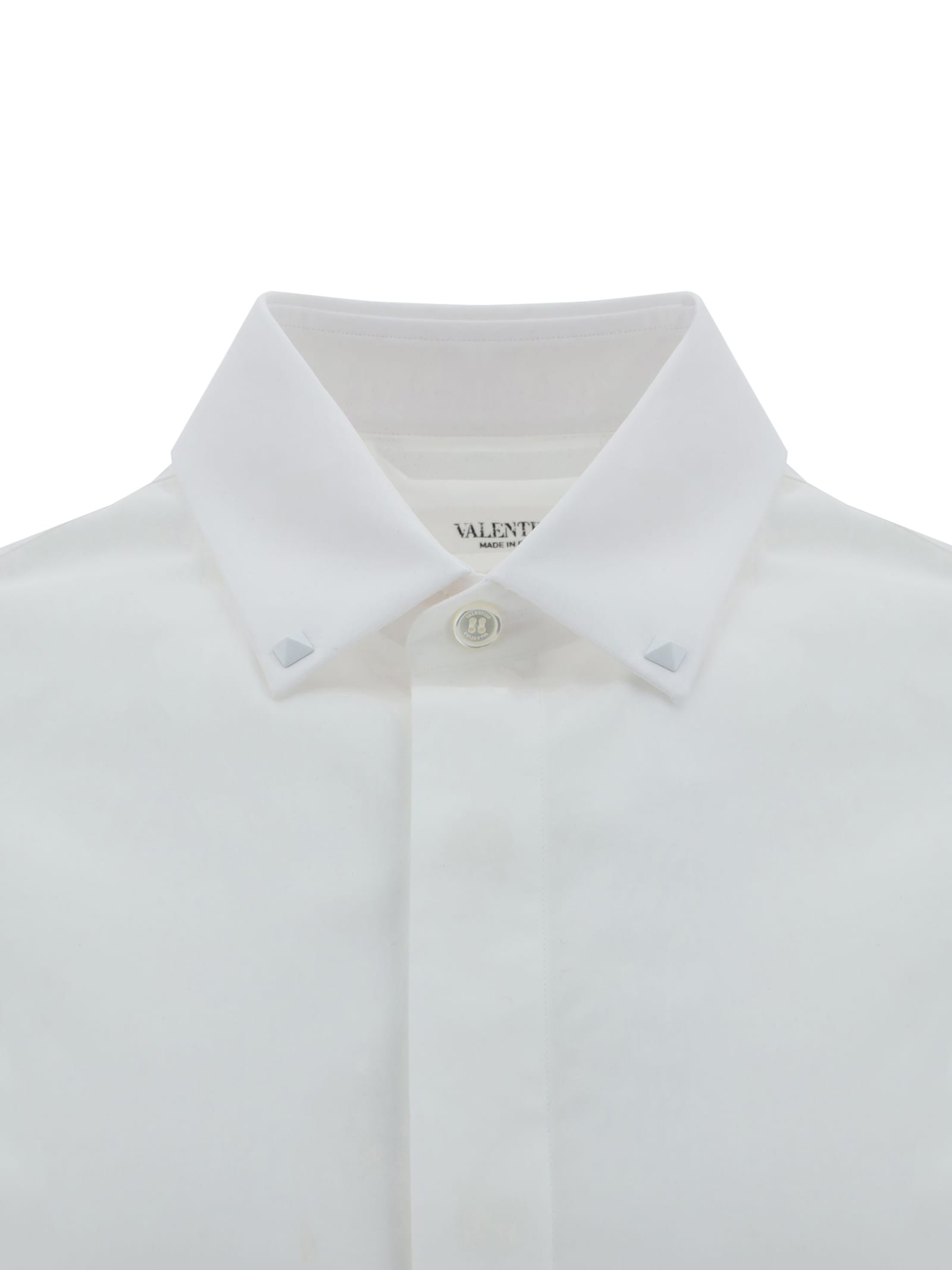 Valentino White Spread-collar Cotton-poplin Shirt