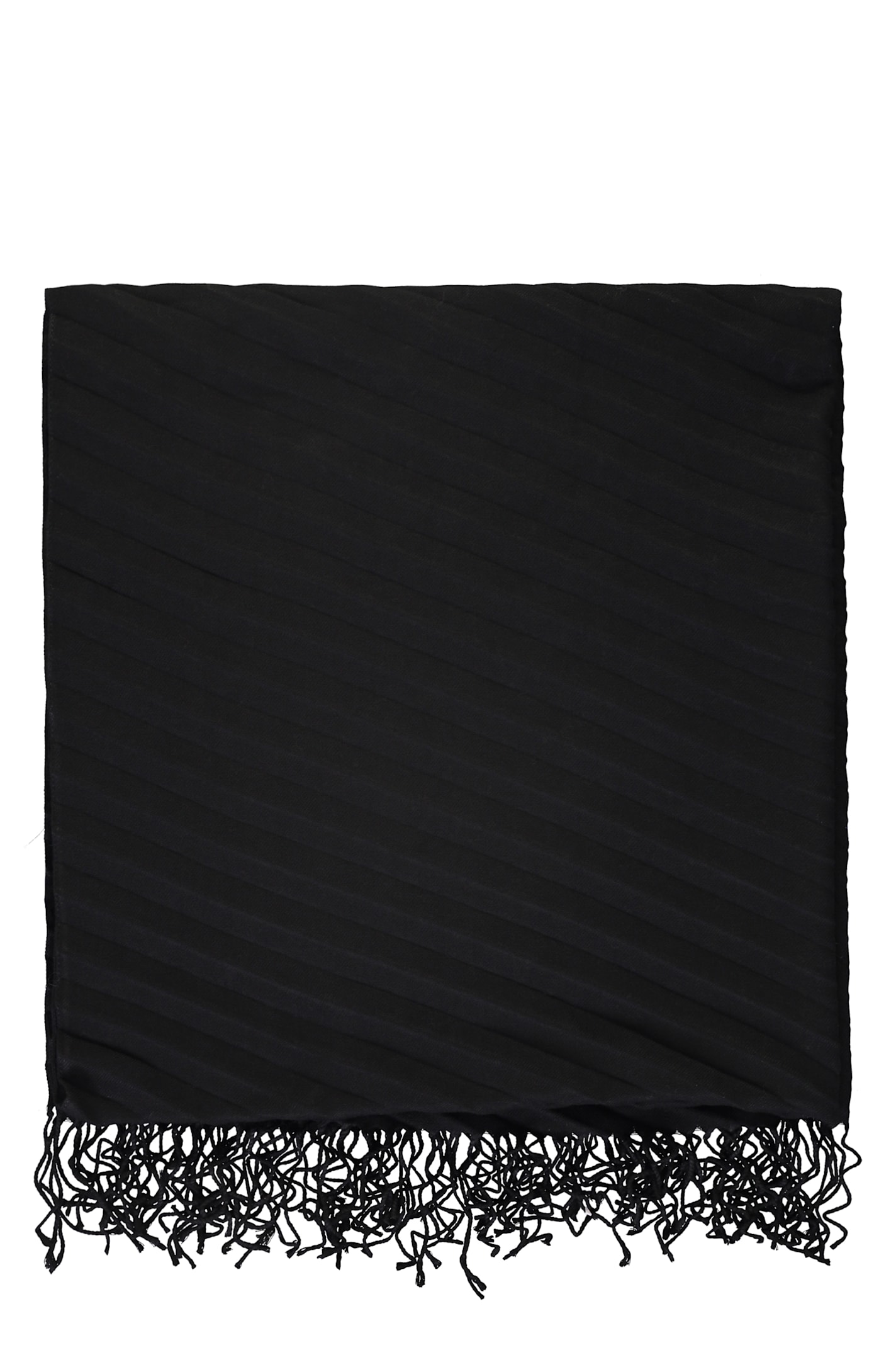 Fabiana Filippi Frayed-edge Pleated Scarf In Black