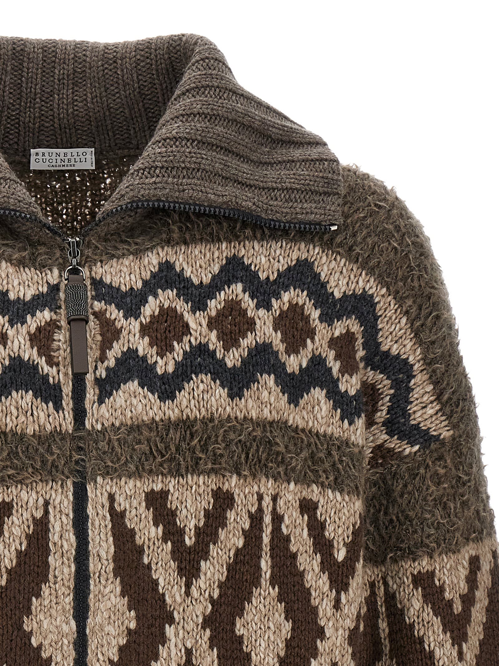 Shop Brunello Cucinelli Jacquard Cardigan In Multicolor