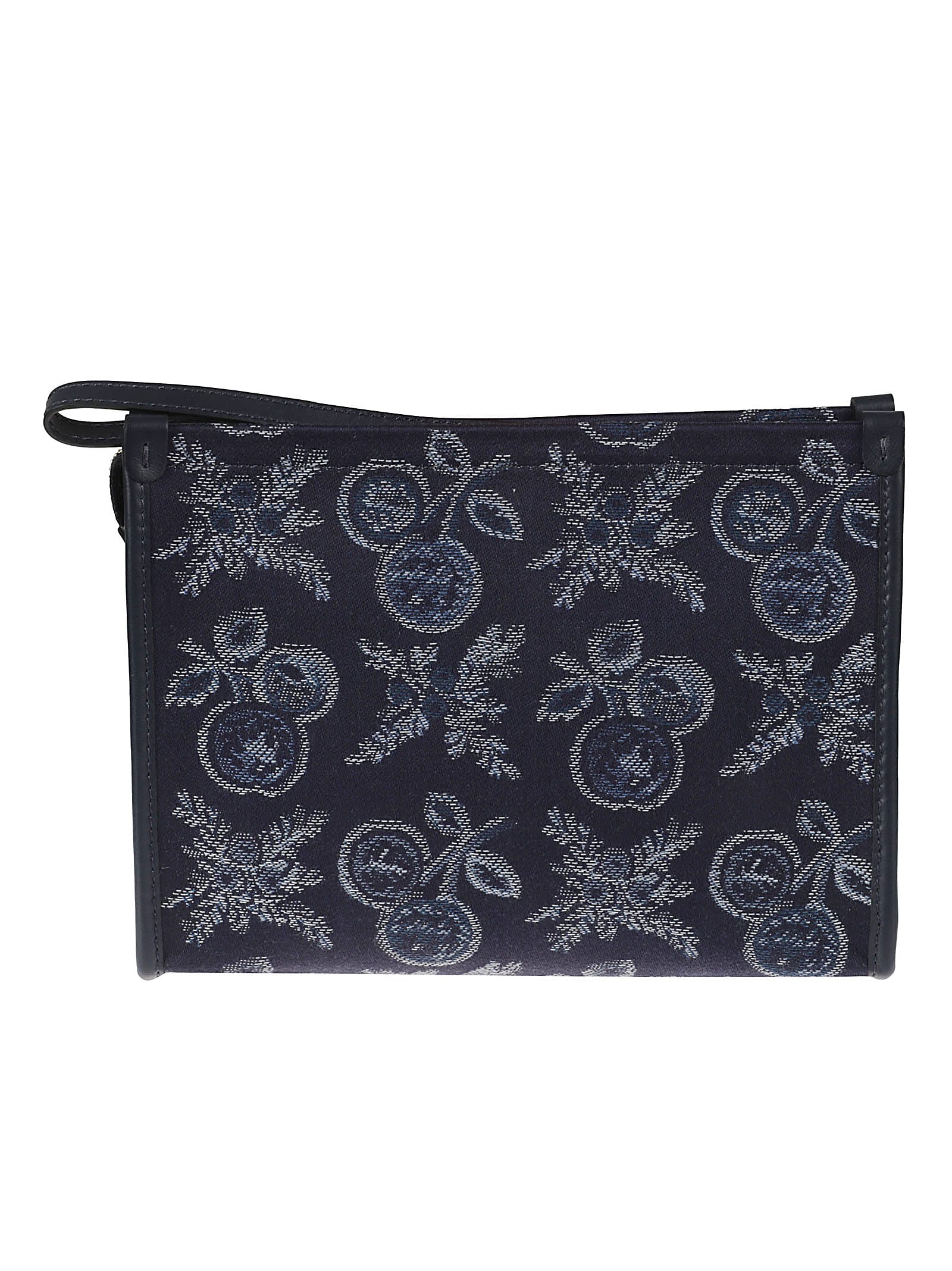 Shop Etro Logo Embroidered Paisley Pouch In Blue