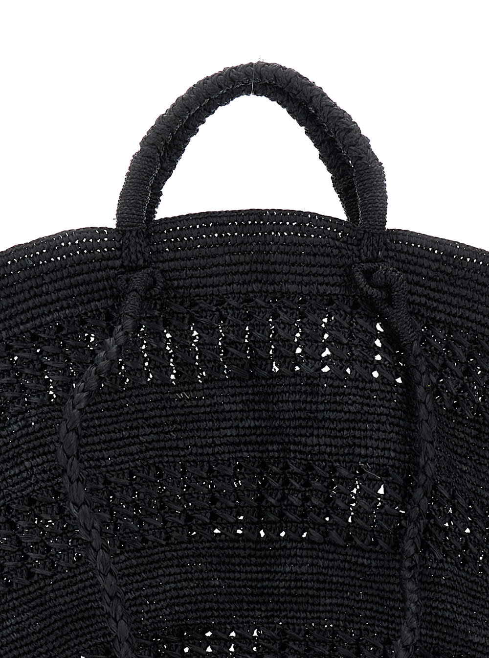 Ibeliv Sol Black Handbag With Two Top Handles In Rafia Woman