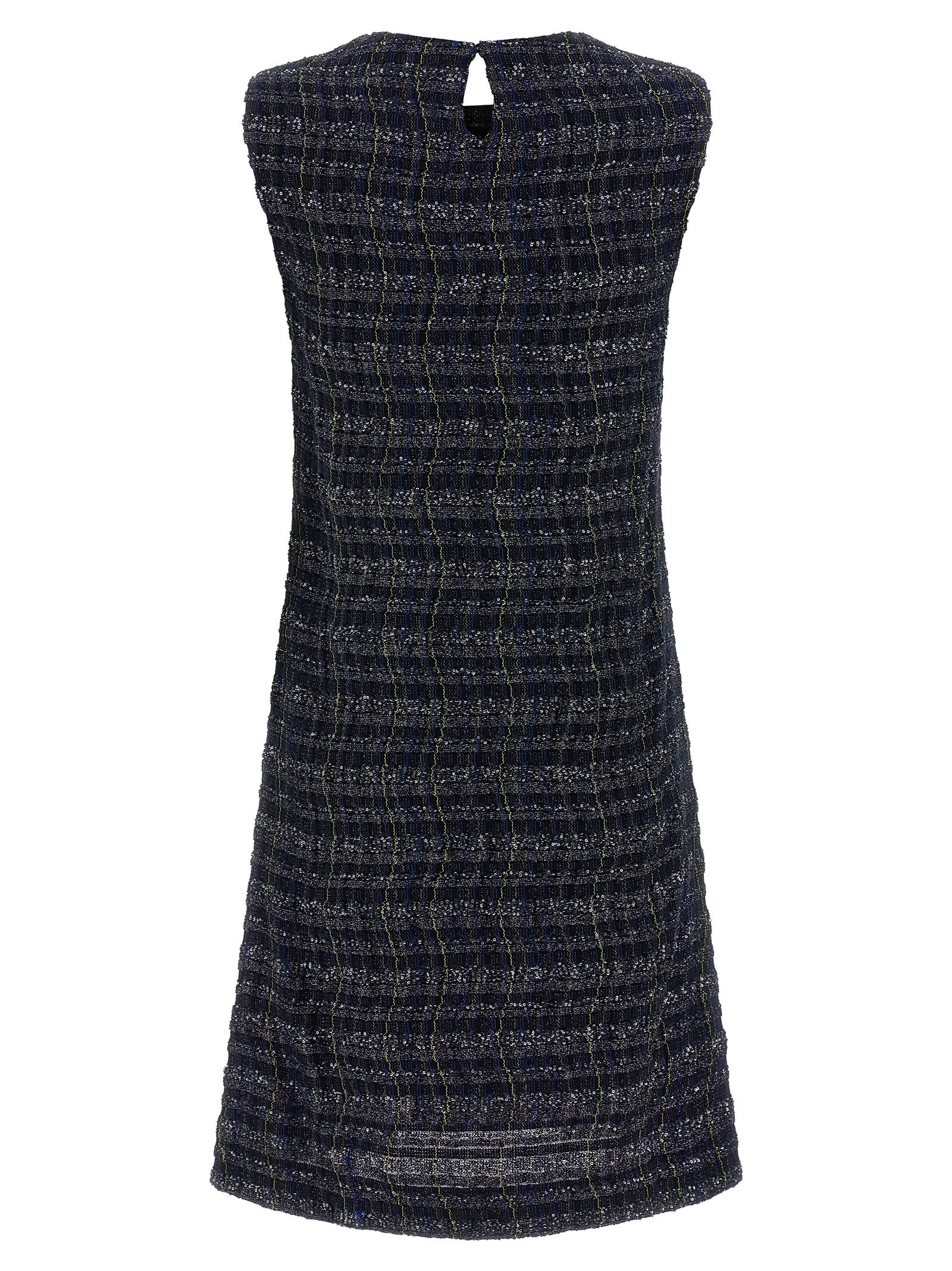 Missoni Sleeveless Check Pattern Dress With Keyhole Back In Blue