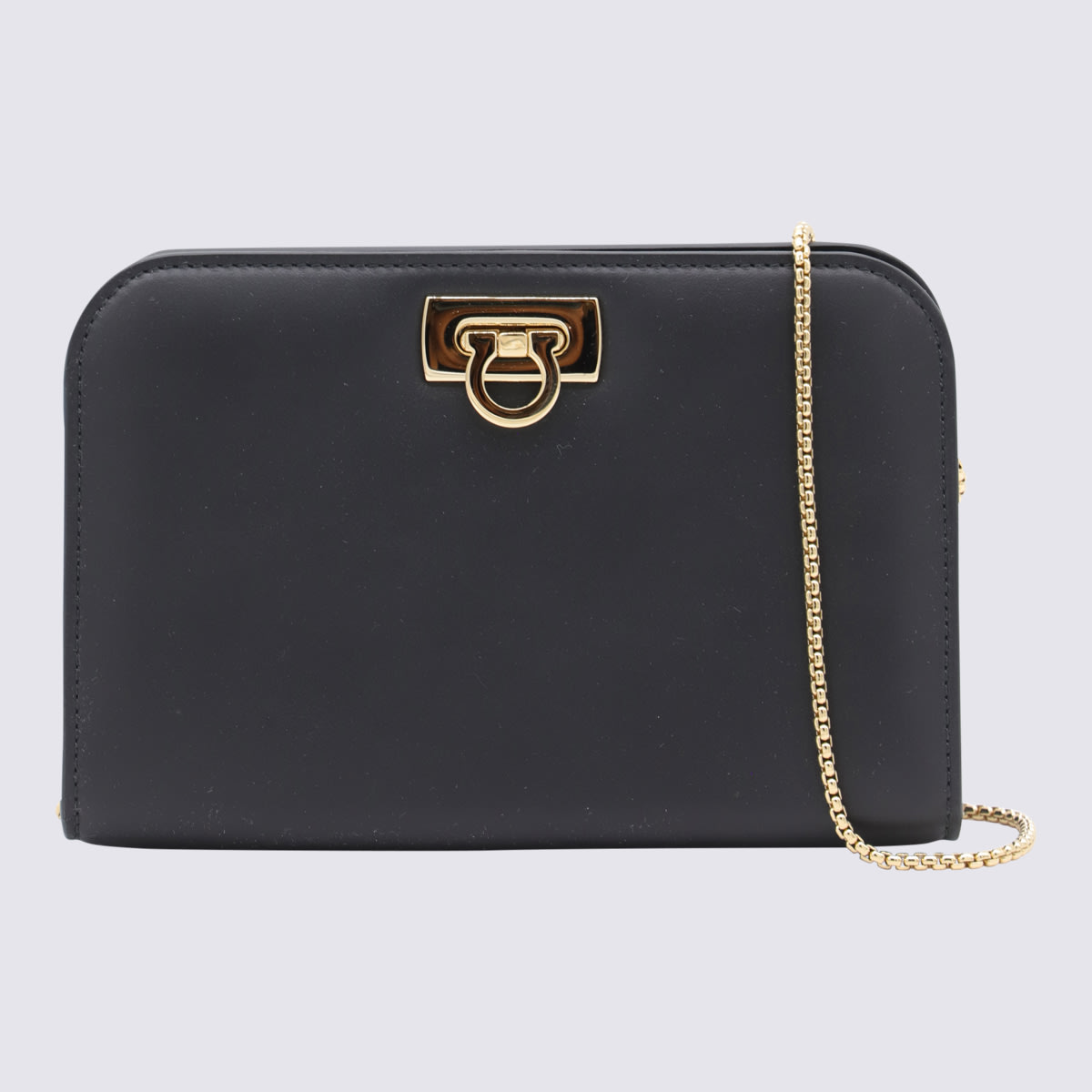 Shop Ferragamo Black Leather Diana Mini Crossbody Bag