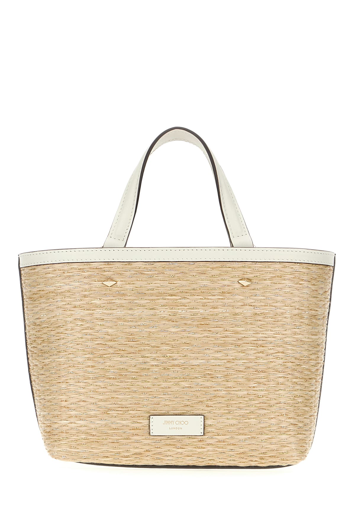 Shop Jimmy Choo Raffia Mini Marli Handbag In Naturalgold