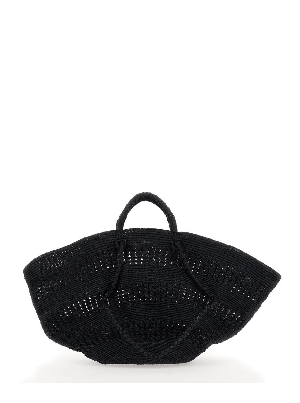 Ibeliv Sol Black Handbag With Two Top Handles In Rafia Woman