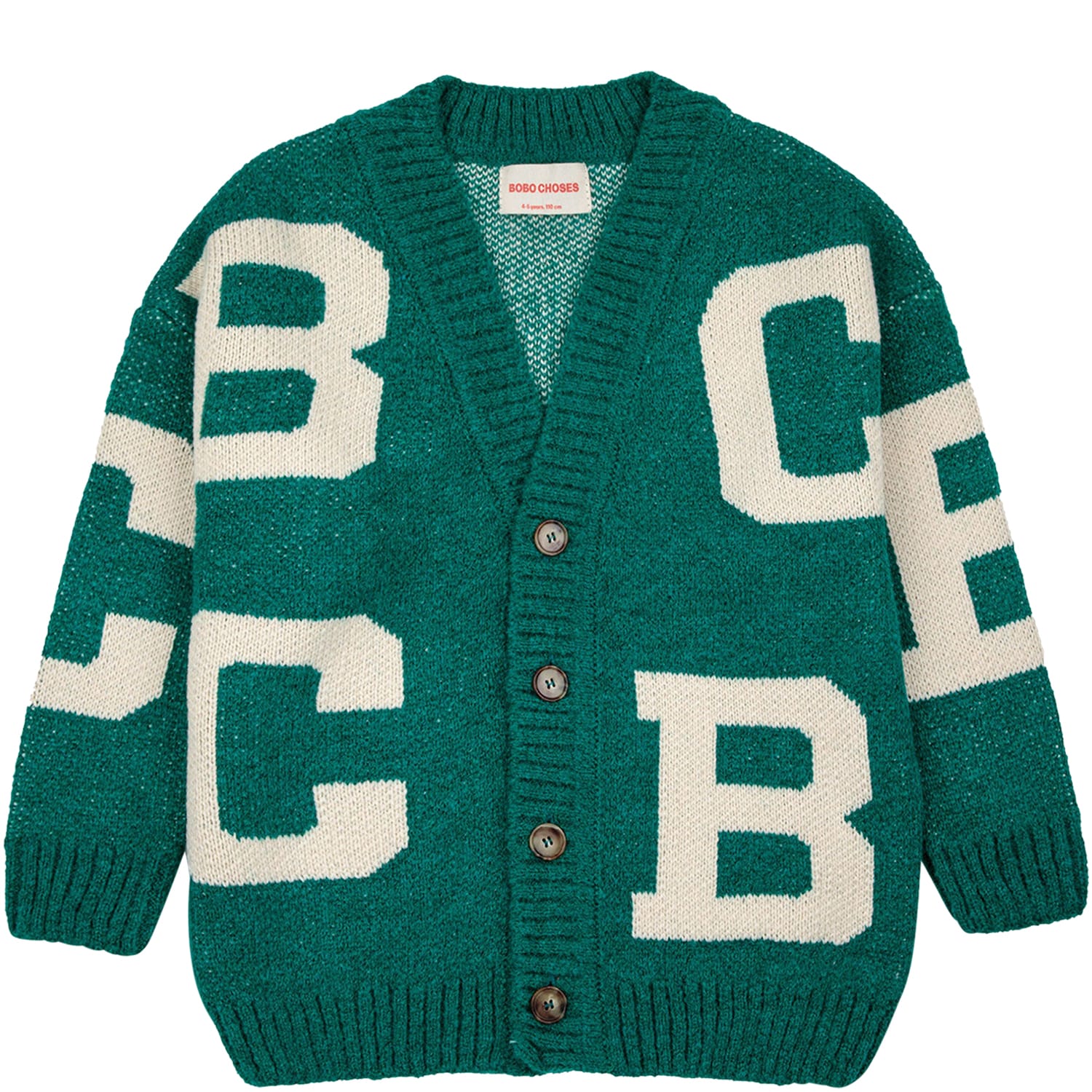 BOBO CHOSES GREEN CARDIGAN FOR KIDS WITH JACQUARD