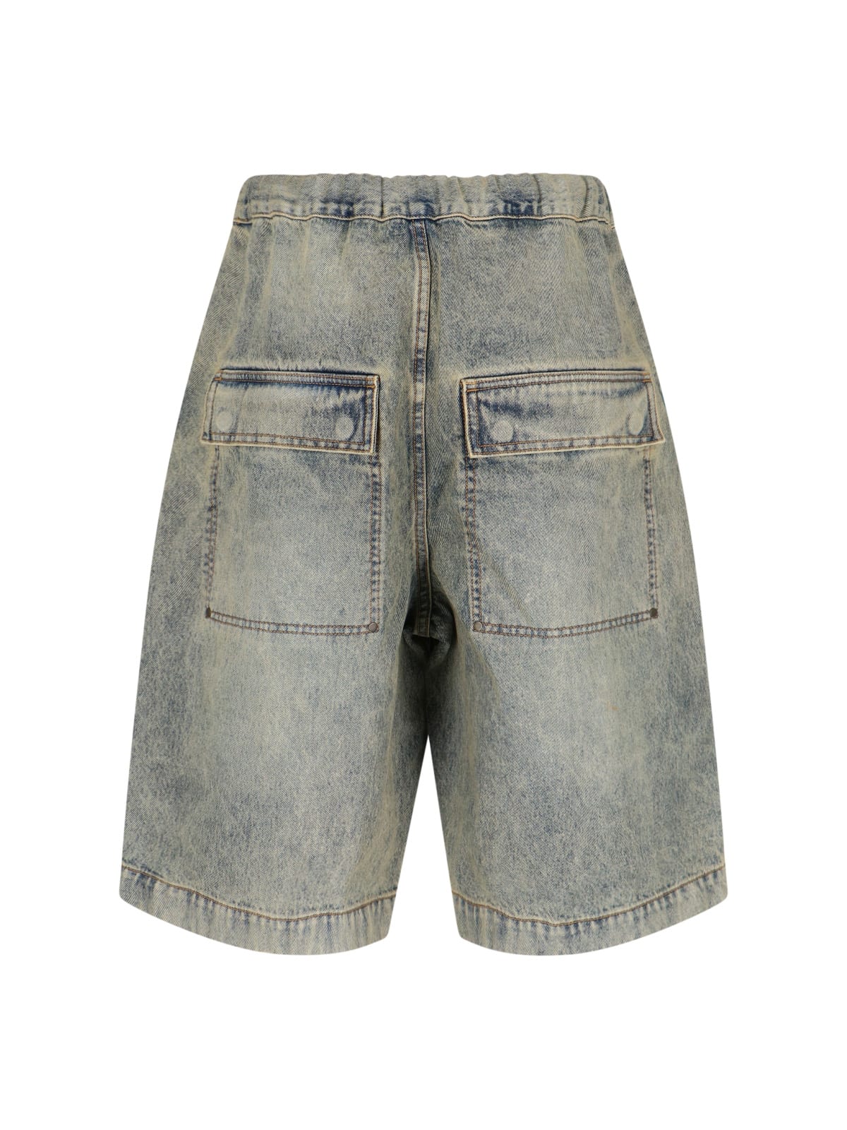 Entire Studios Wide-leg Denim Shorts With Drawstring Closure In Multi