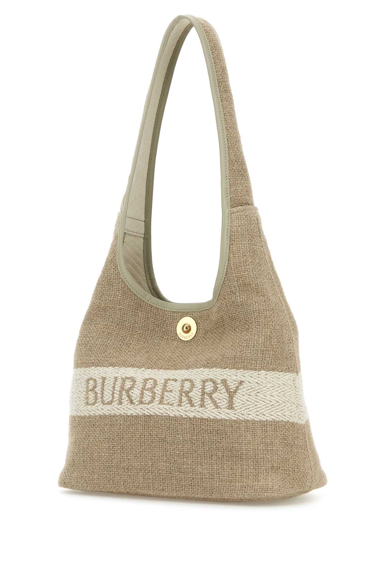 Burberry Women Cappuccino Canvas Shoulder Bag In Burgundy
