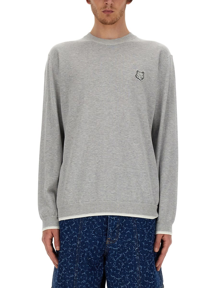 Shop Maison Kitsuné Fox Head Jersey In Grey