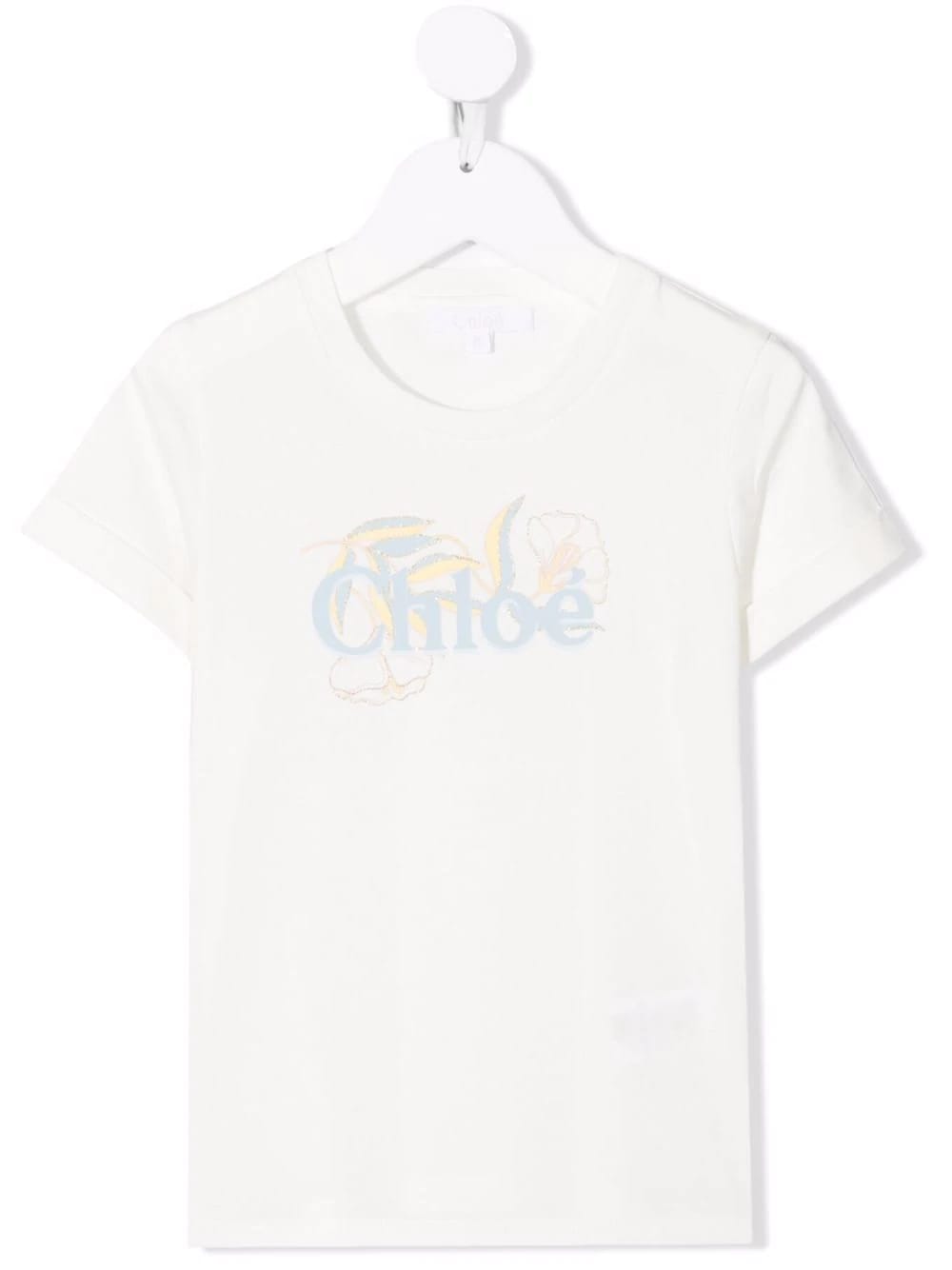 Chloé Kids White T-shirt With Light Blue Logo