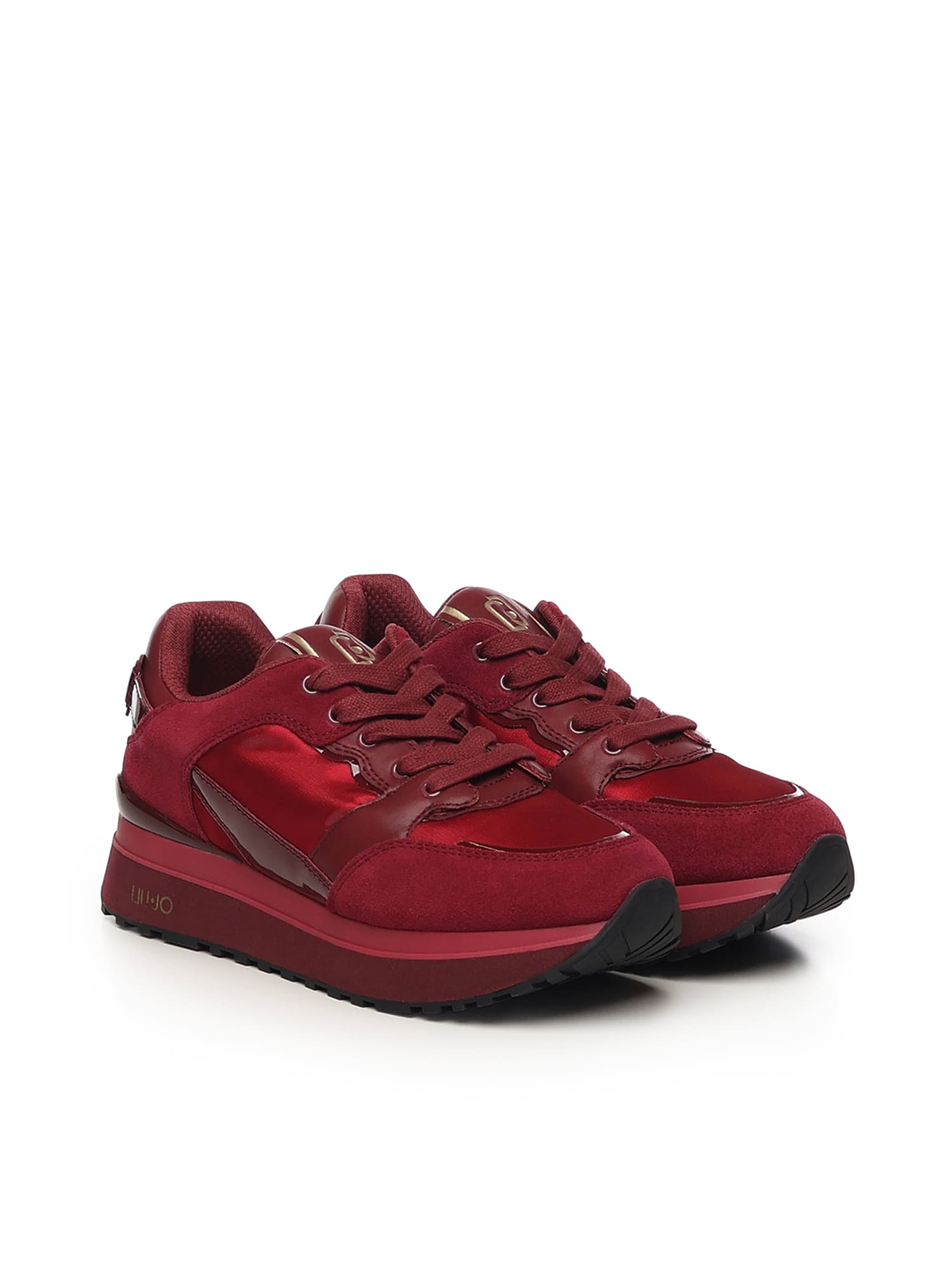 Liu •jo Leather Platform Sneakers In Pink