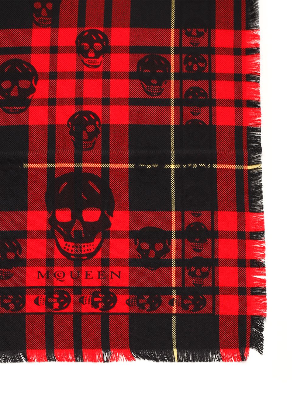 Shop Alexander Mcqueen Tartan Skull Scarf In Red