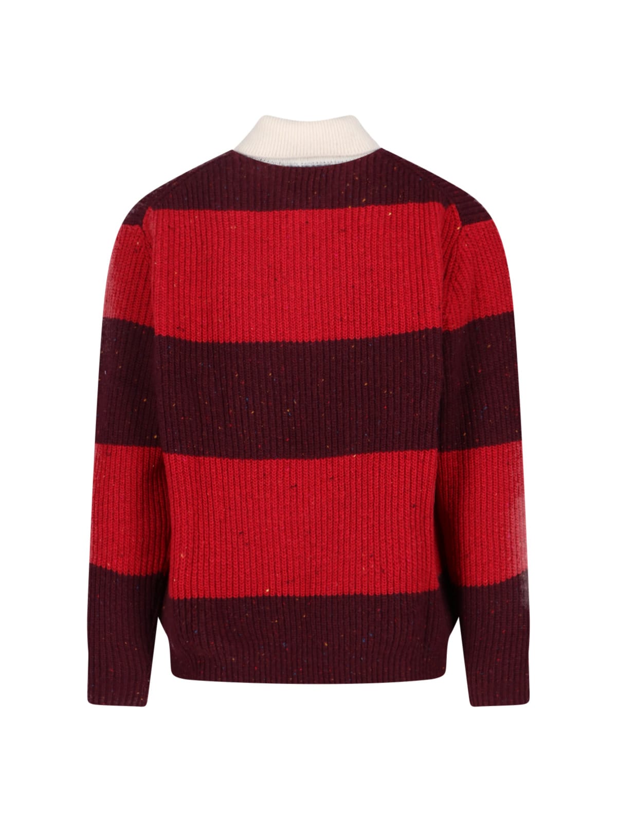 Dunst Striped Crewneck Sweater Contrast Collar In Red