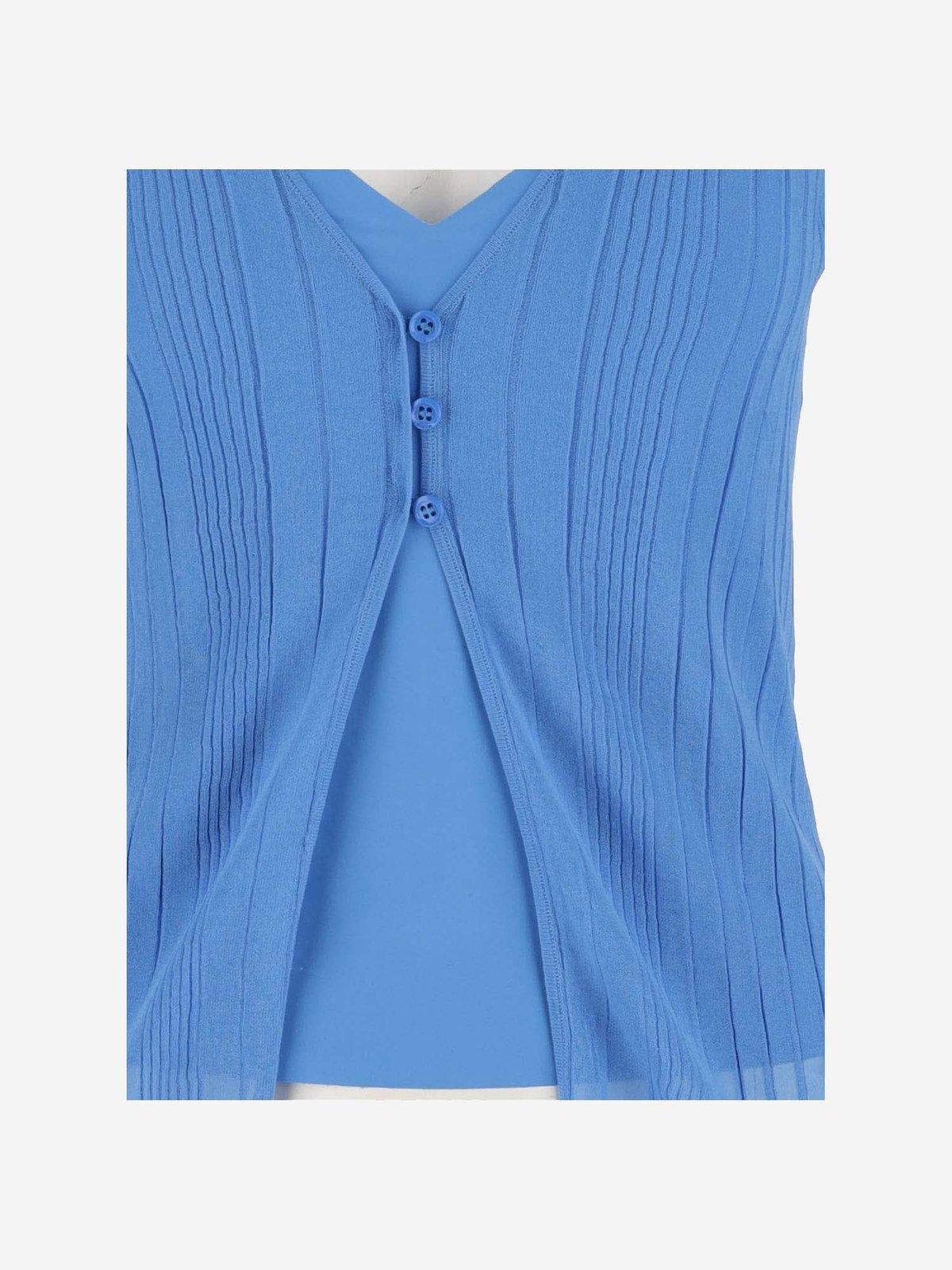 Shop Pinko V-neck Long-sleeved Sweater In Light Blue