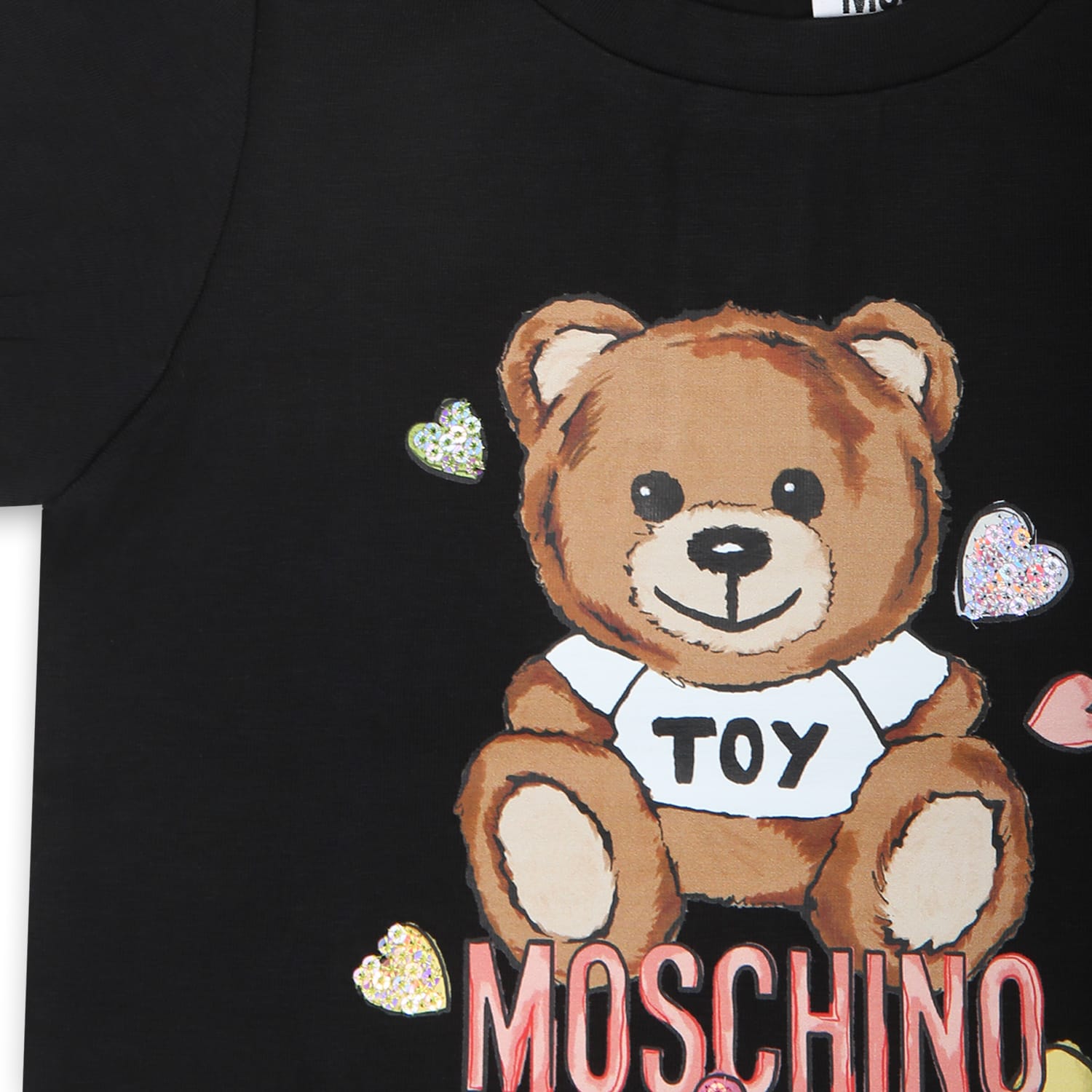 Moschino Black T-shirt For Baby Girl With Teddy Bear In Black