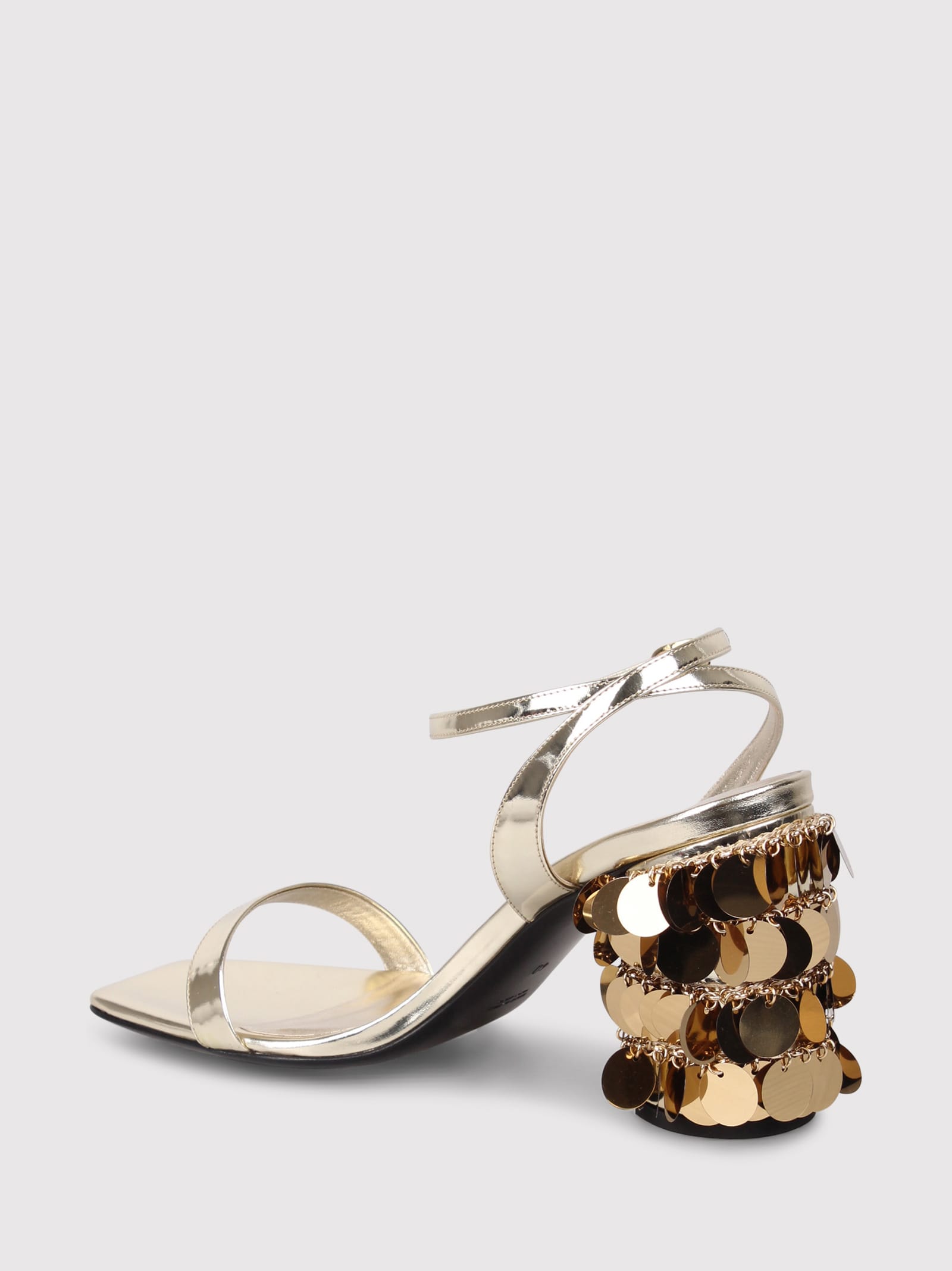 Shop Rabanne Gold Sequin Heeled Sandals