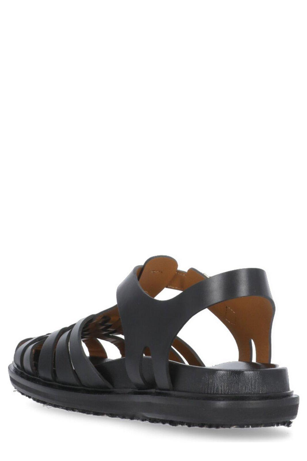 Shop Marni Fisherman Ankle-buckle Sandals In Black