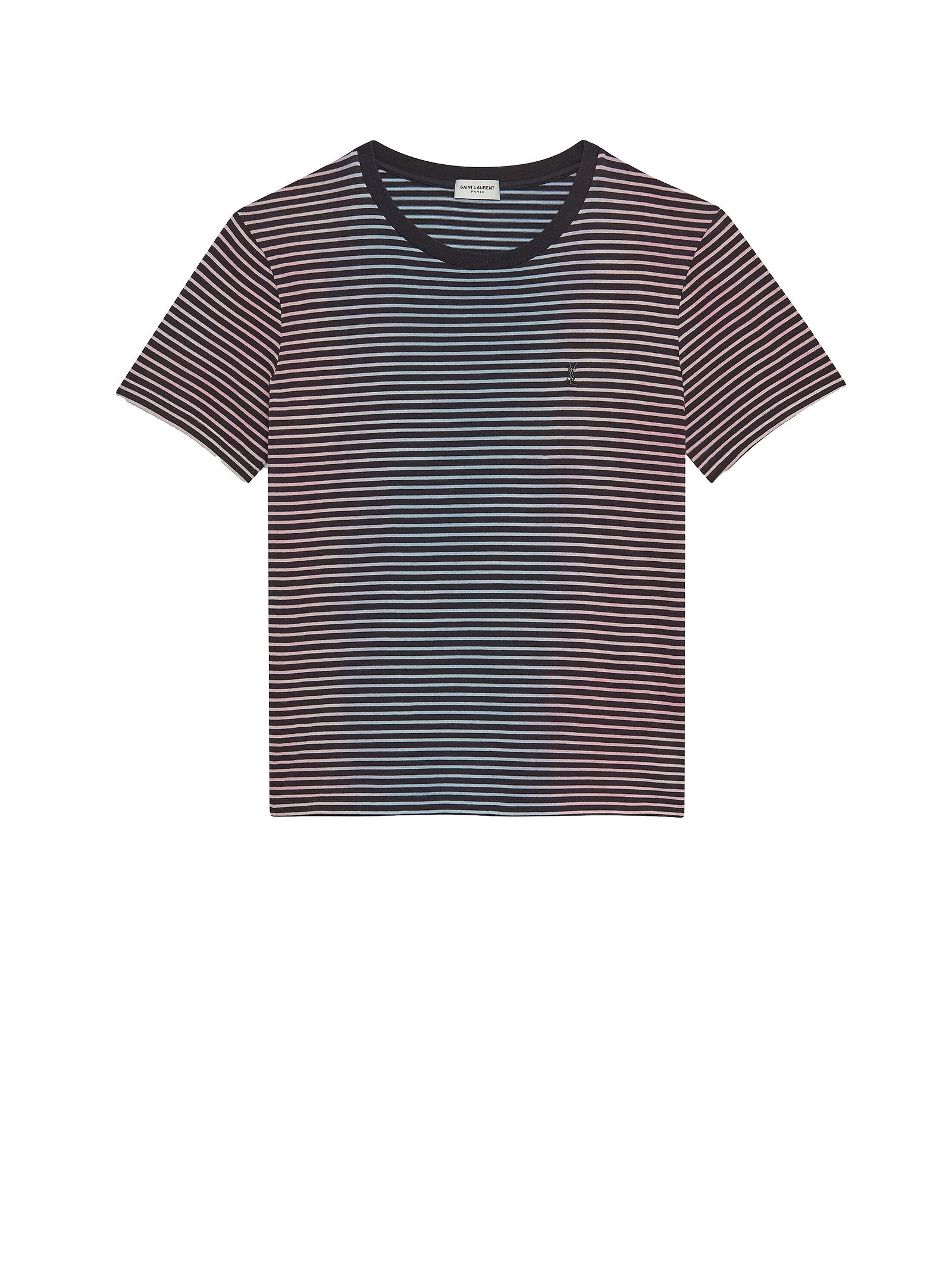 Saint Laurent Saint Laurent Embroidered Logo Striped T-shirt