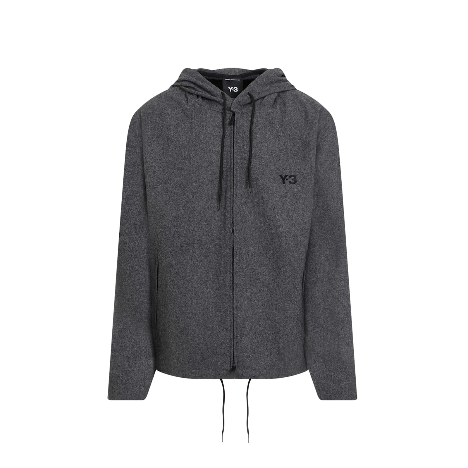 Shop Y-3 Flannel Hoodie Jacket In Grey