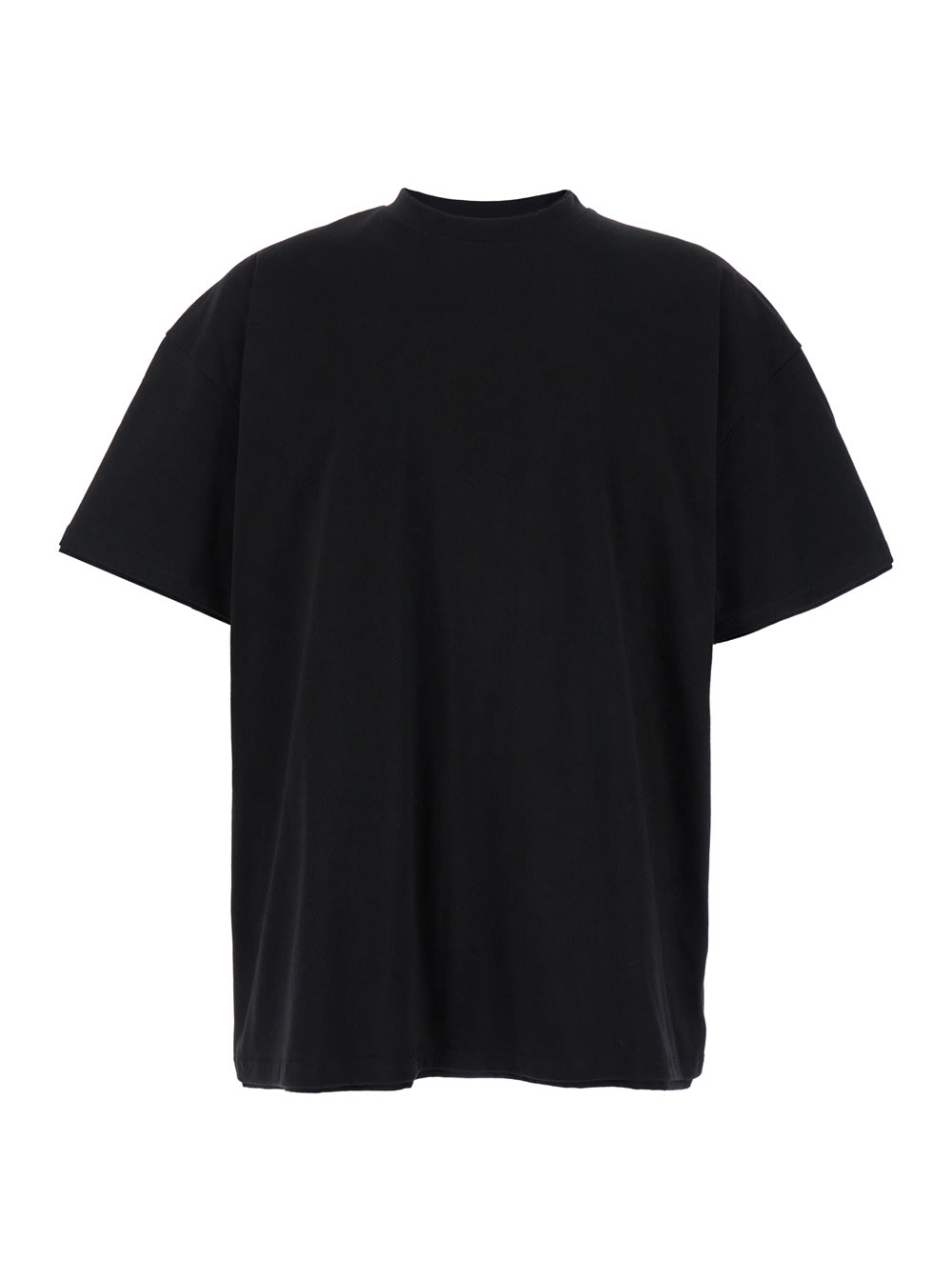 Shop Jil Sander Black Double-layers T-shirt In Cotton Man