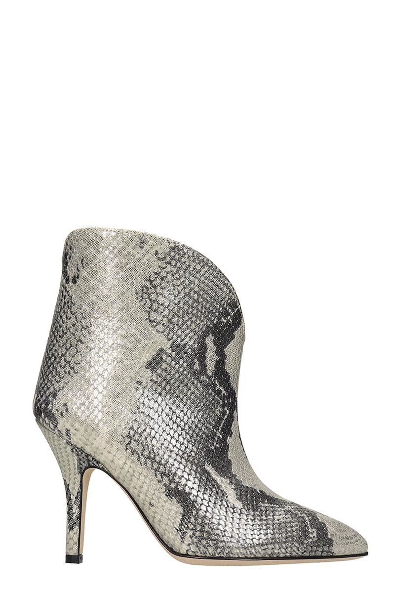 PARIS TEXAS HIGH HEELS ANKLE BOOTS IN SILVER LEATHER,11259072