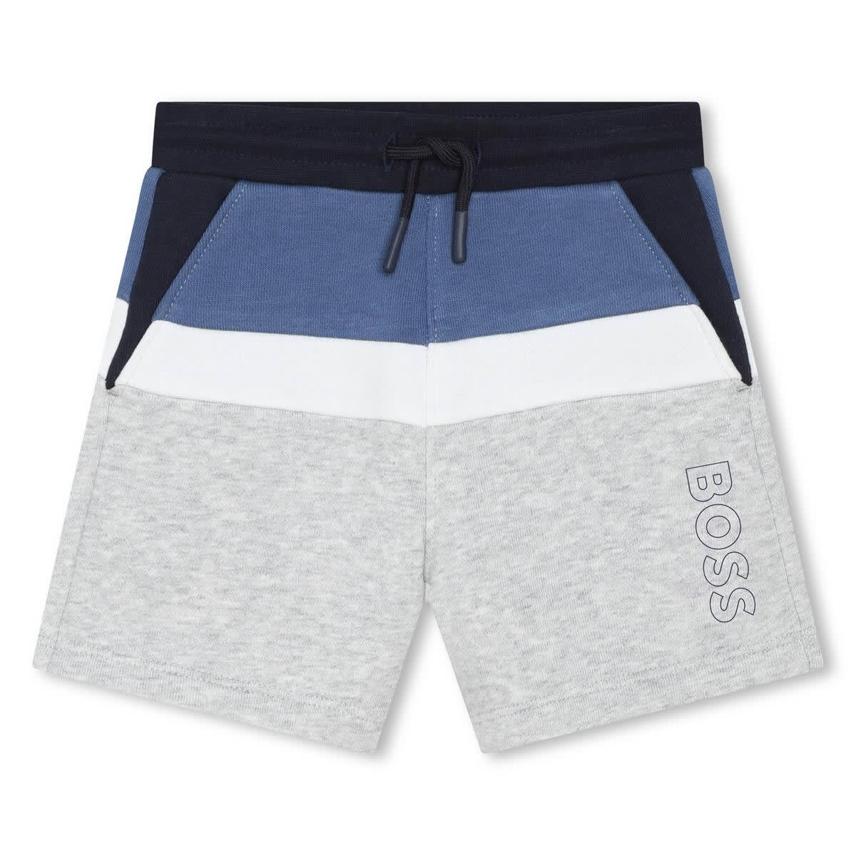 Hugo Boss Kids' Shorts With Color-block Design In Gray