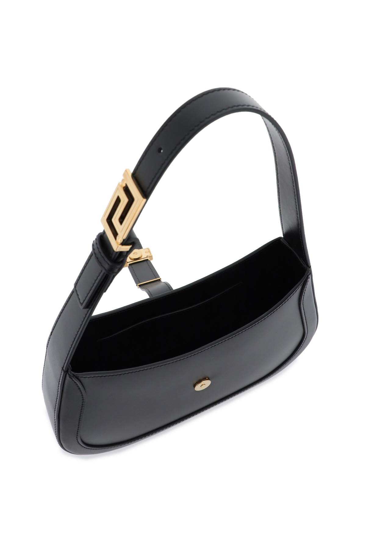 Shop Versace Greca Goddess Small Hobo Bag In Black- Gold (black)