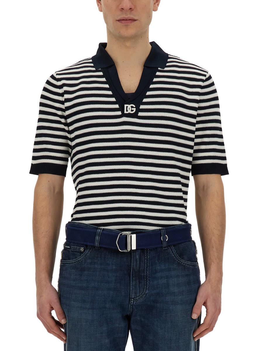 Shop Dolce & Gabbana V-neck Polo Shirt In Multicolour