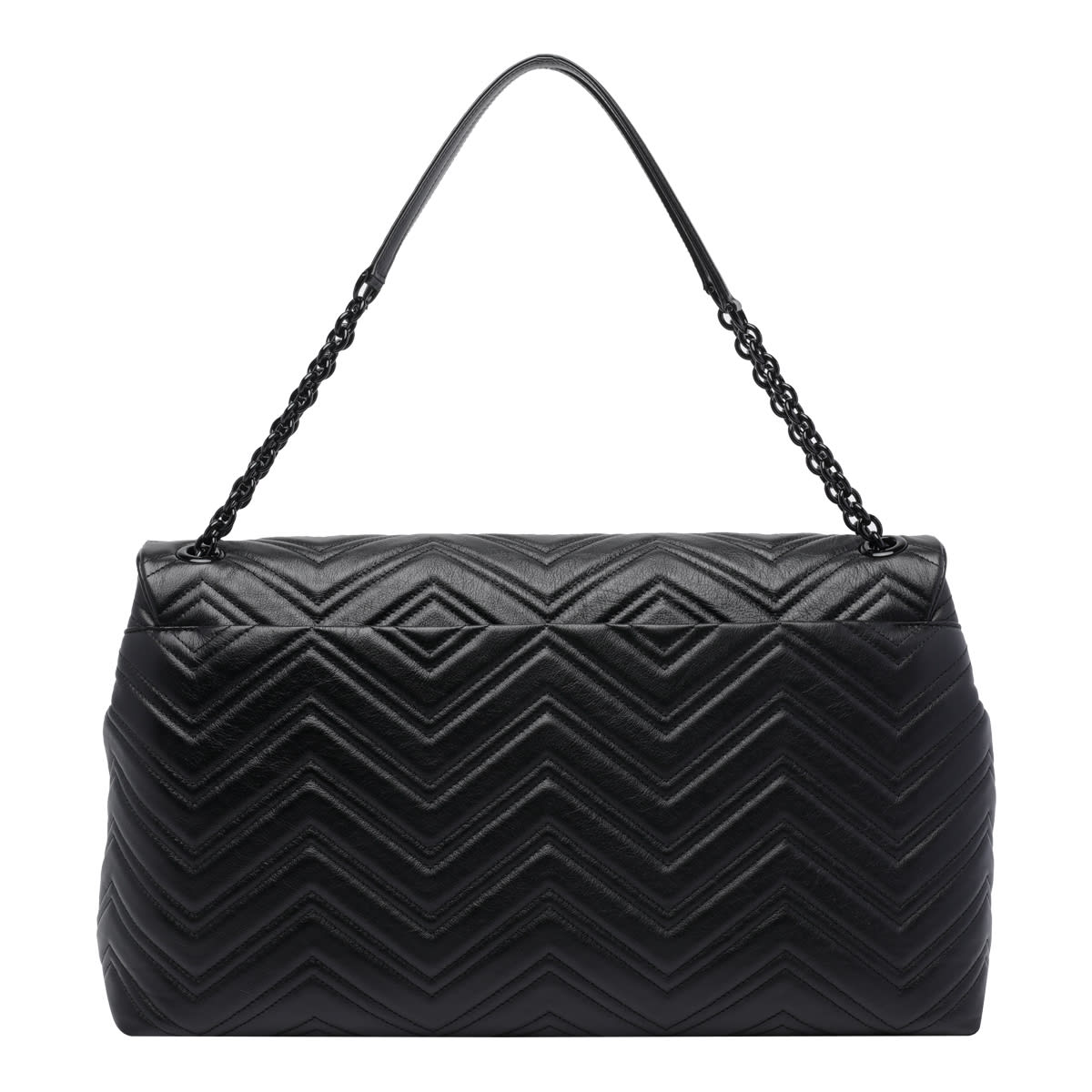 Gucci Women Black Crossbody Bag With Sliding Chain-link Shoulder Strap And Gg Plaque Closure On The  In Black