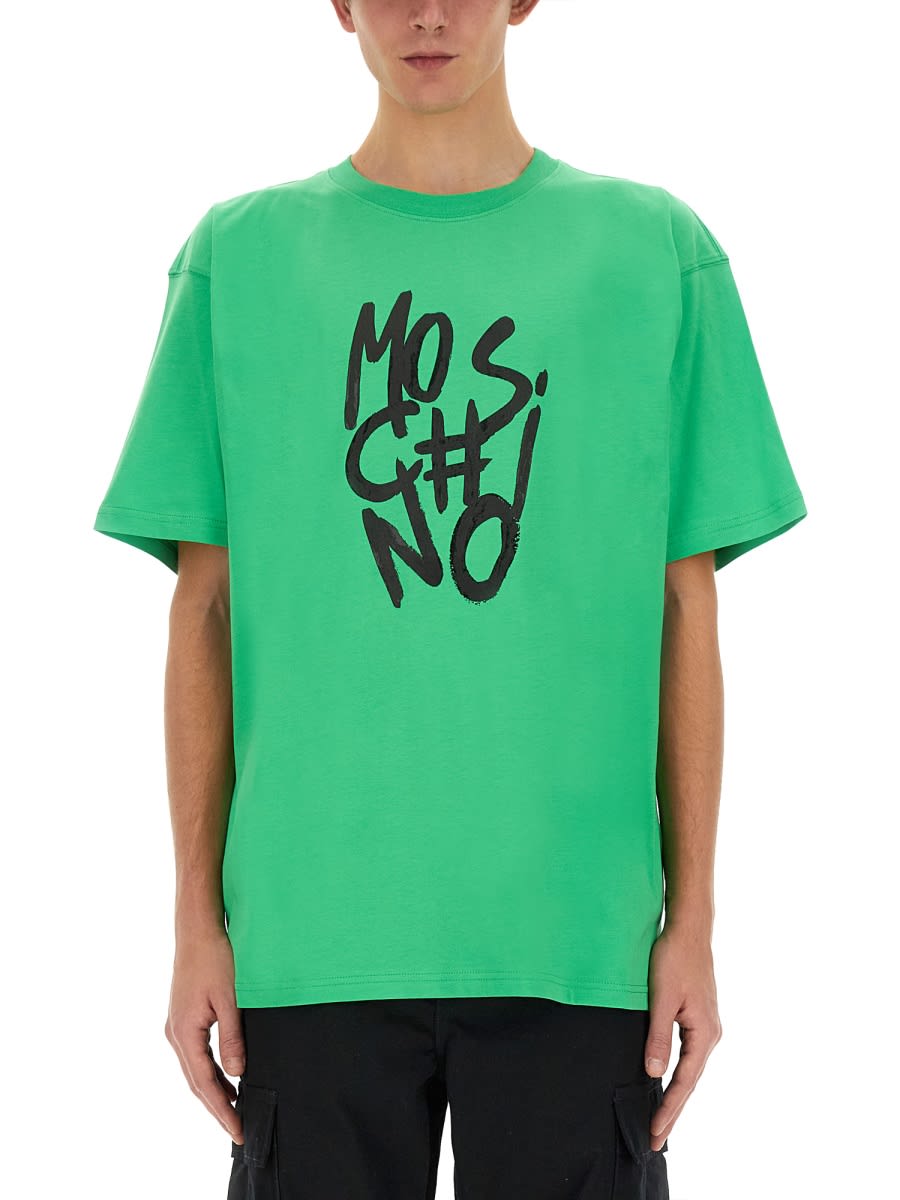 Shop Moschino T-shirt With Logo In Green