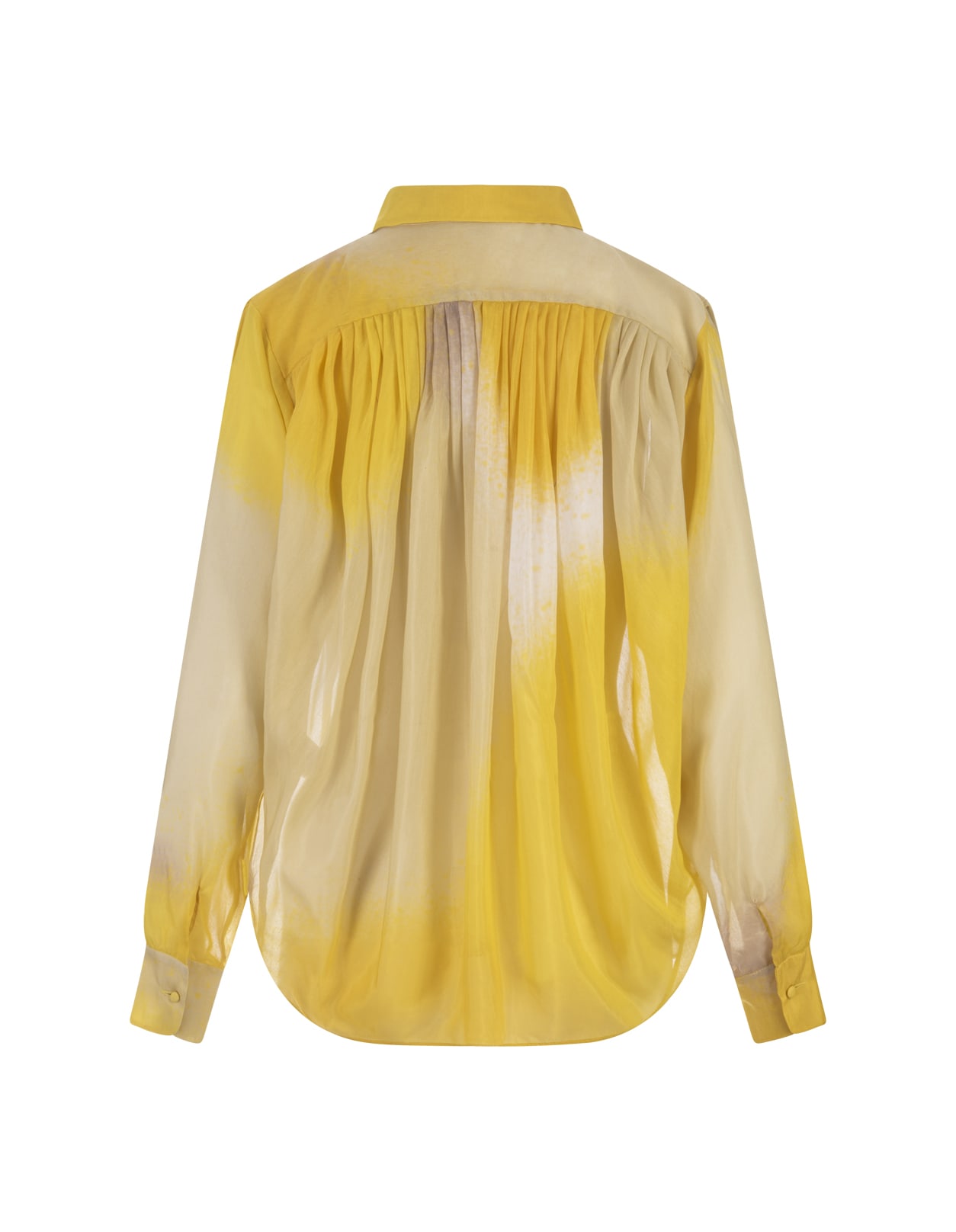 Shop Gianluca Capannolo Yellow Silk Shirt With Gathering
