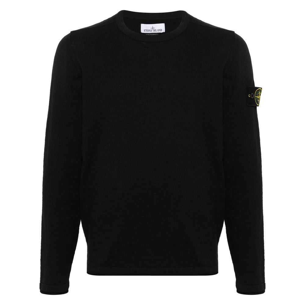 Stone Island Cotton Sweatshirt With Removable Logo Patch In Black