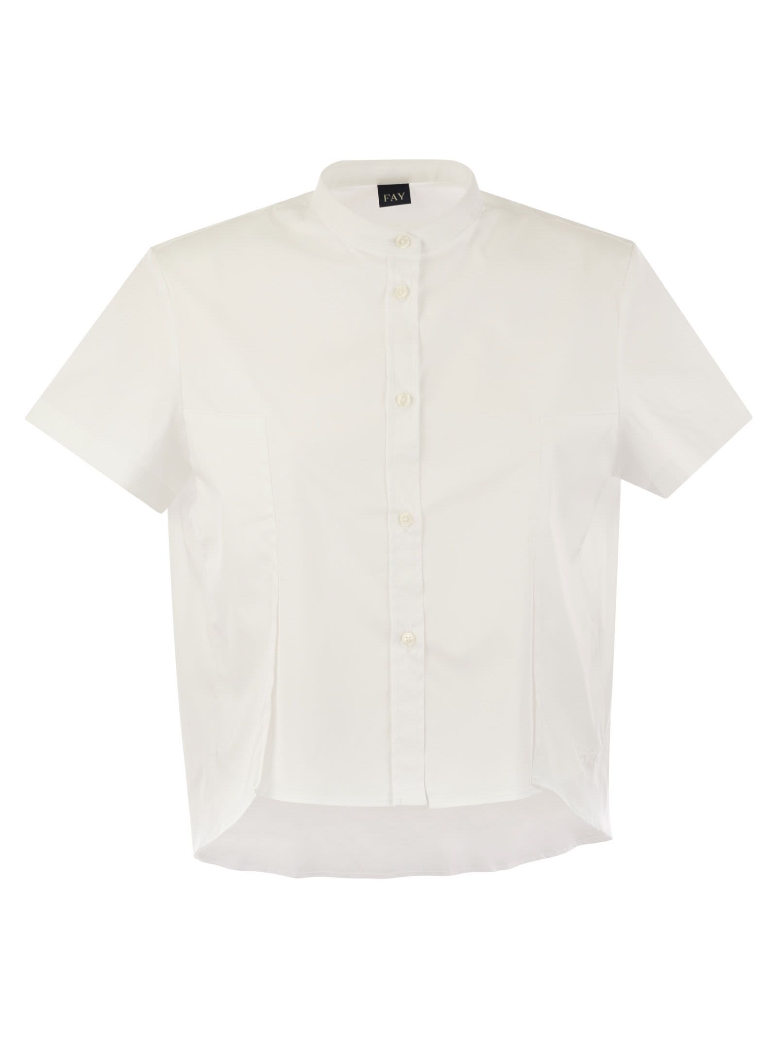Shop Fay Mandarin Collar Shirt In Bianco