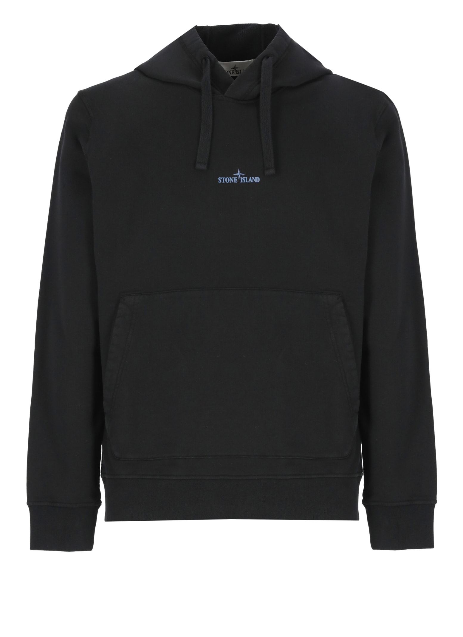 Shop Stone Island Back Logo Hoodie In Black