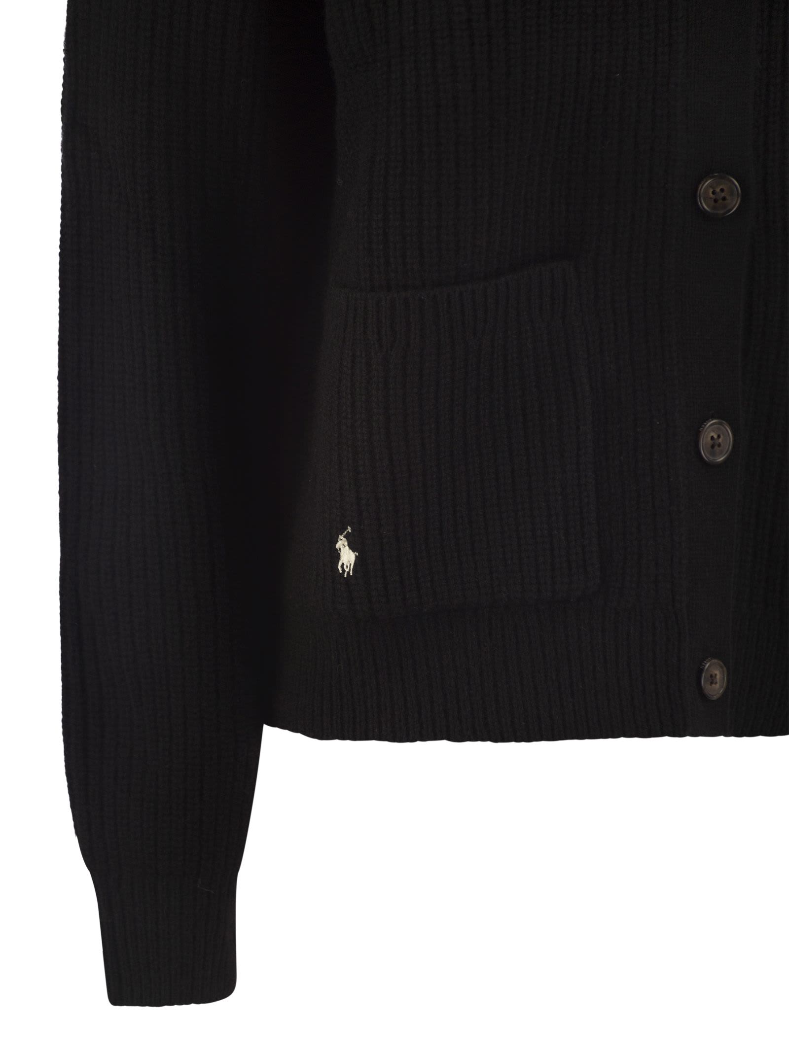 Polo Ralph Lauren Wool And Cashmere V-neck Cardigan In Black