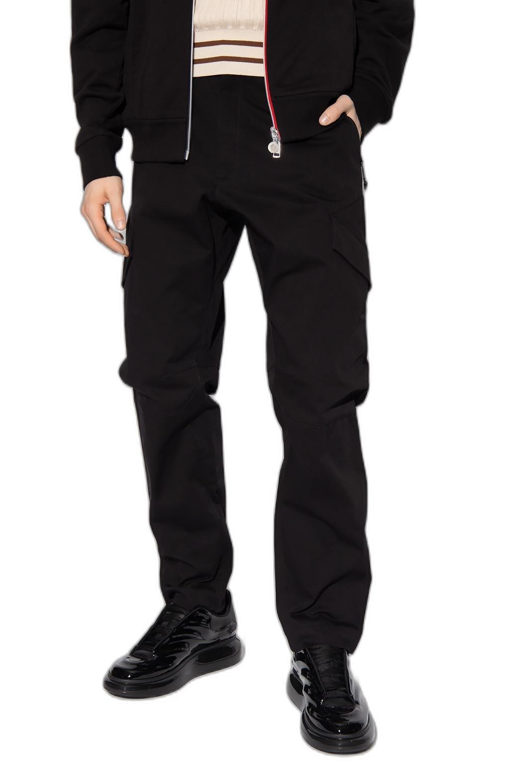 Shop Moncler Straight Leg Cargo Trousers In Black