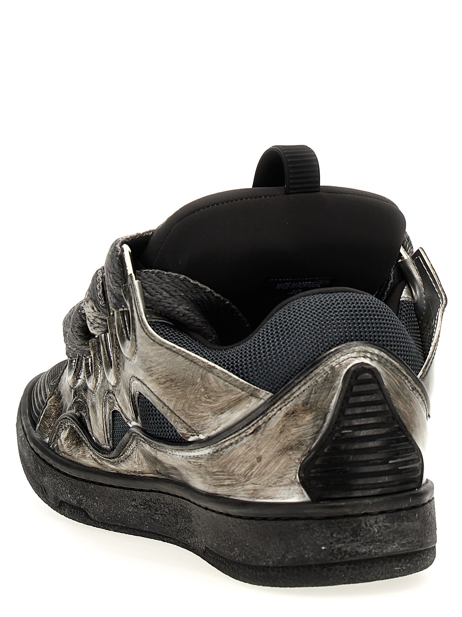 Shop Lanvin Curb Sneakers In Silver Black