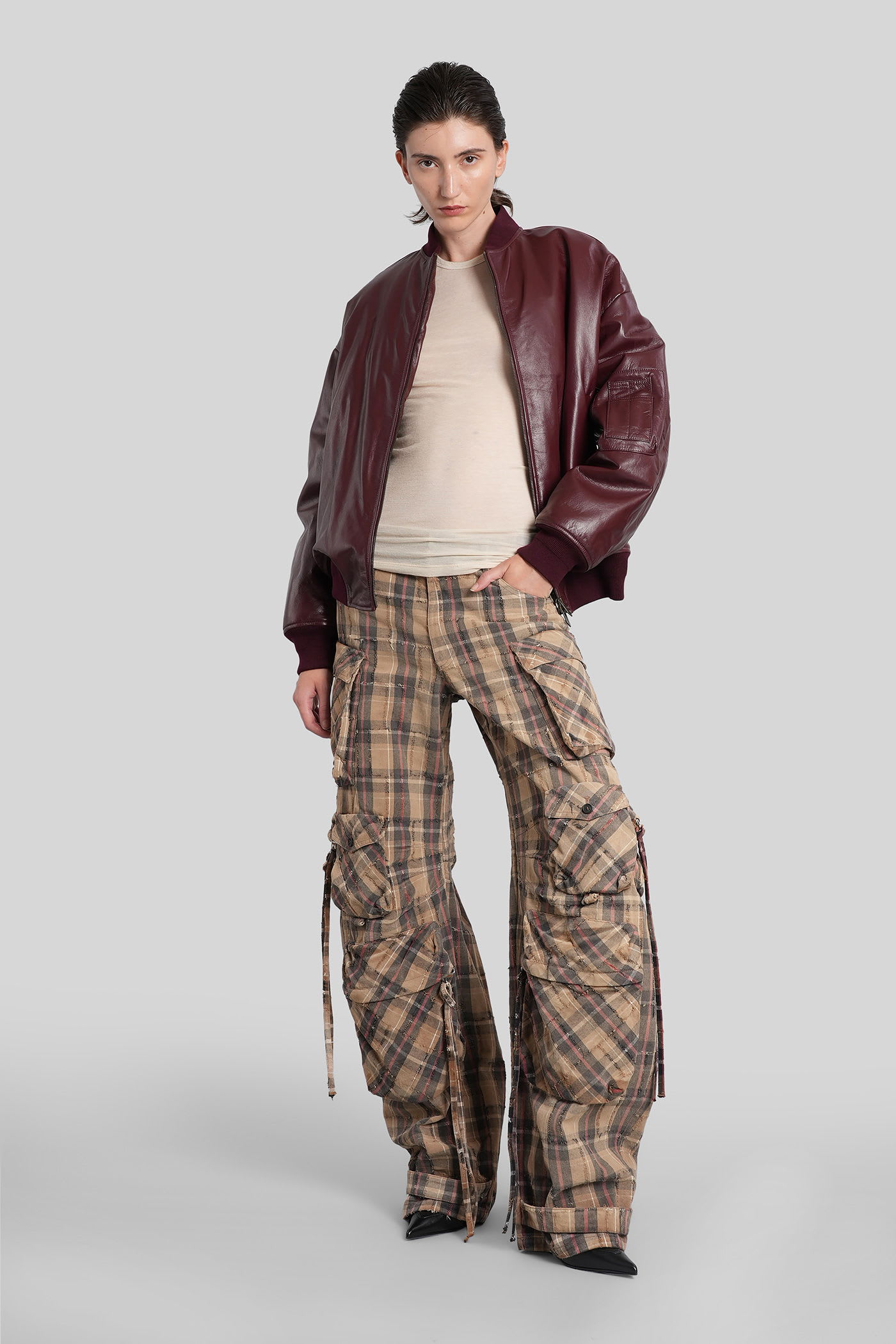 Salvatore Santoro Leather Jacket In Bordeaux Leather In Burgundy