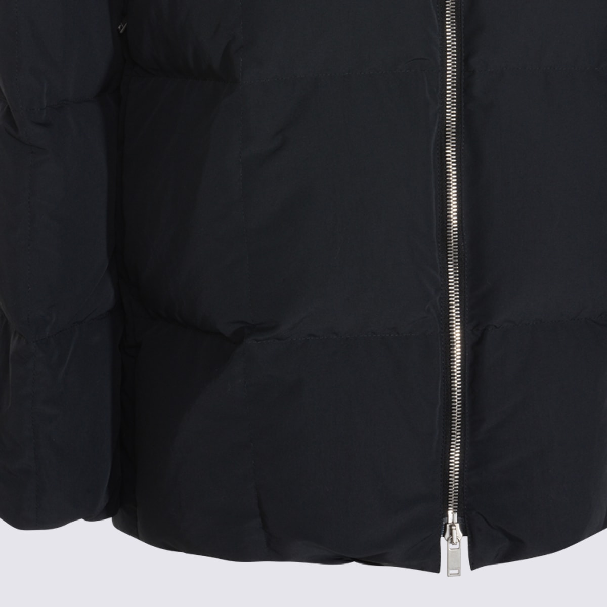 Jil Sander Hooded Long Padded Quilted Jacket In Black