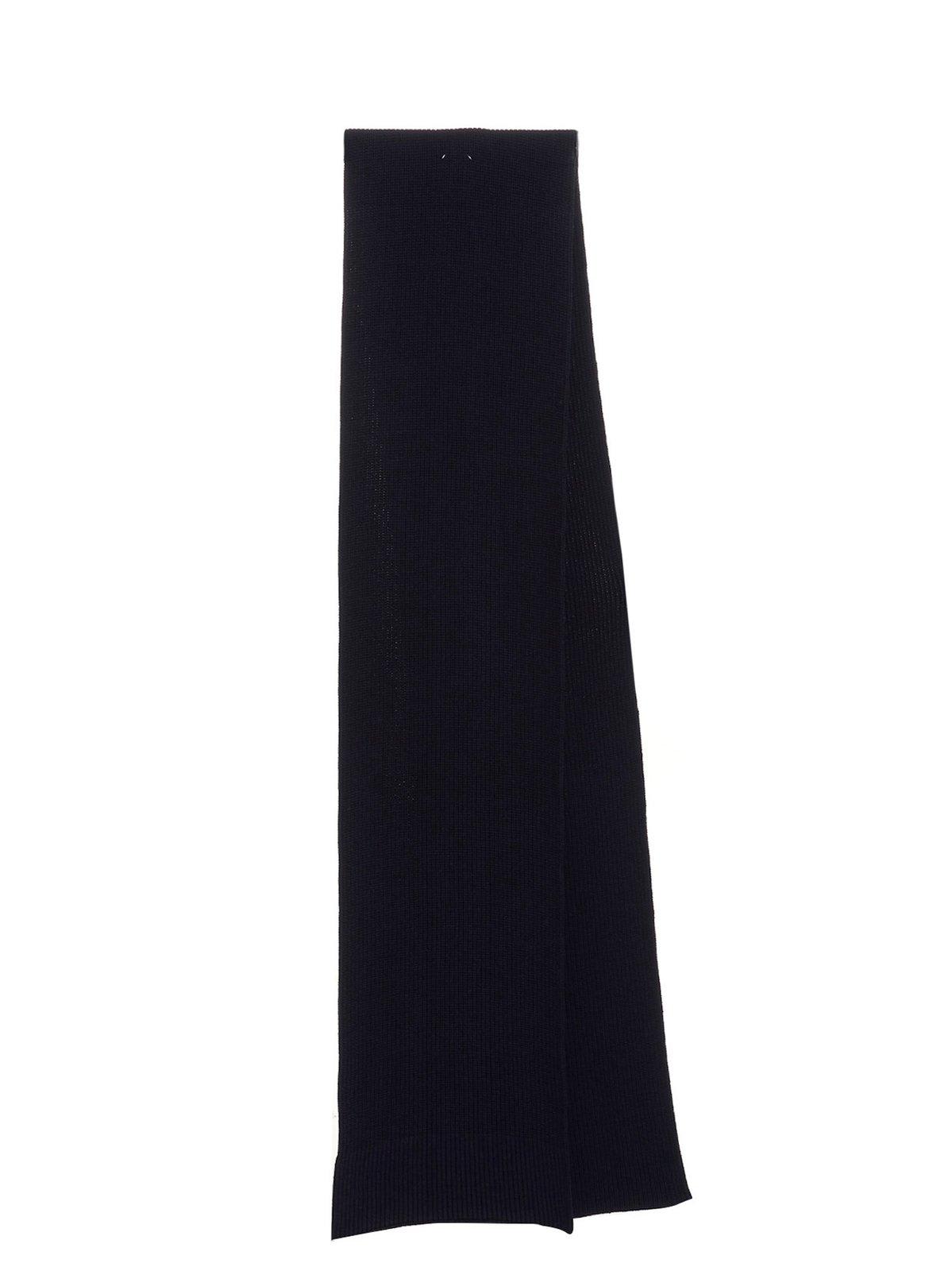 Shop Maison Margiela Four-stitches Ribbed Scarf In Navy