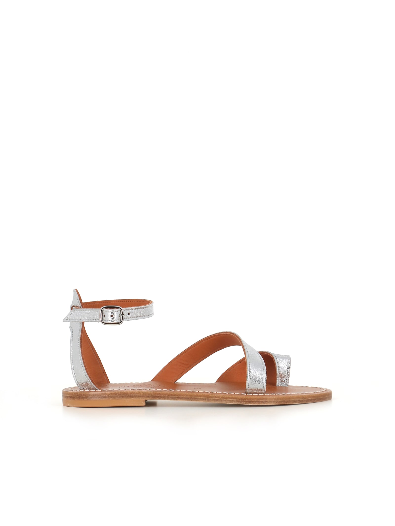 Shop Kjacques Sandal Anaelle In Silver